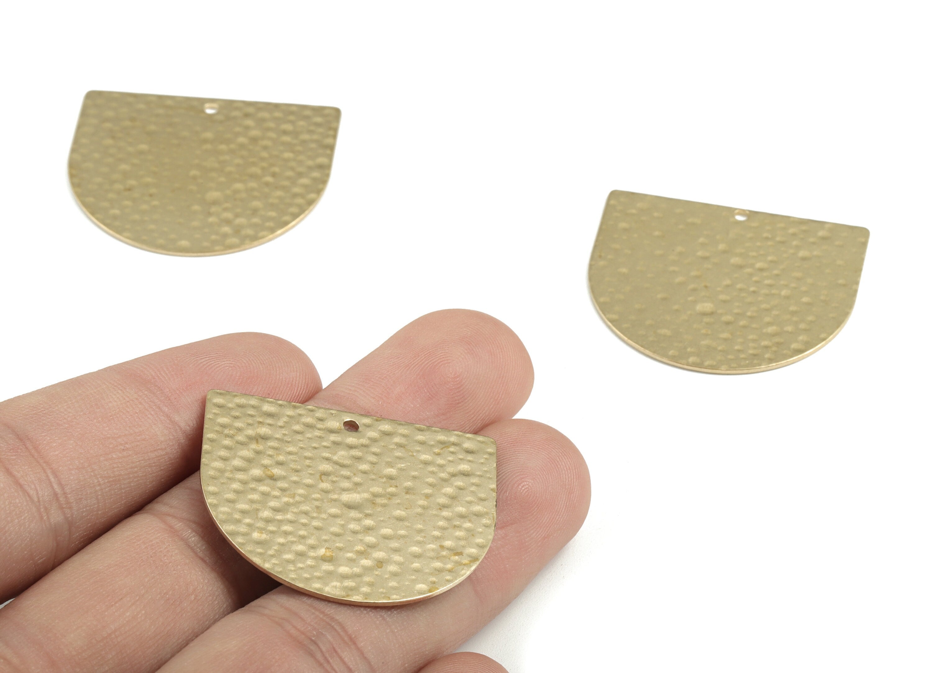 Brass Hammered D Earring Charms - Raw Brass D Pendant - Earring Findings - DIY Jewelry Making Supplies - 33.36x29.29x0.83mm - PP3682 - DOMEDBAZAAR