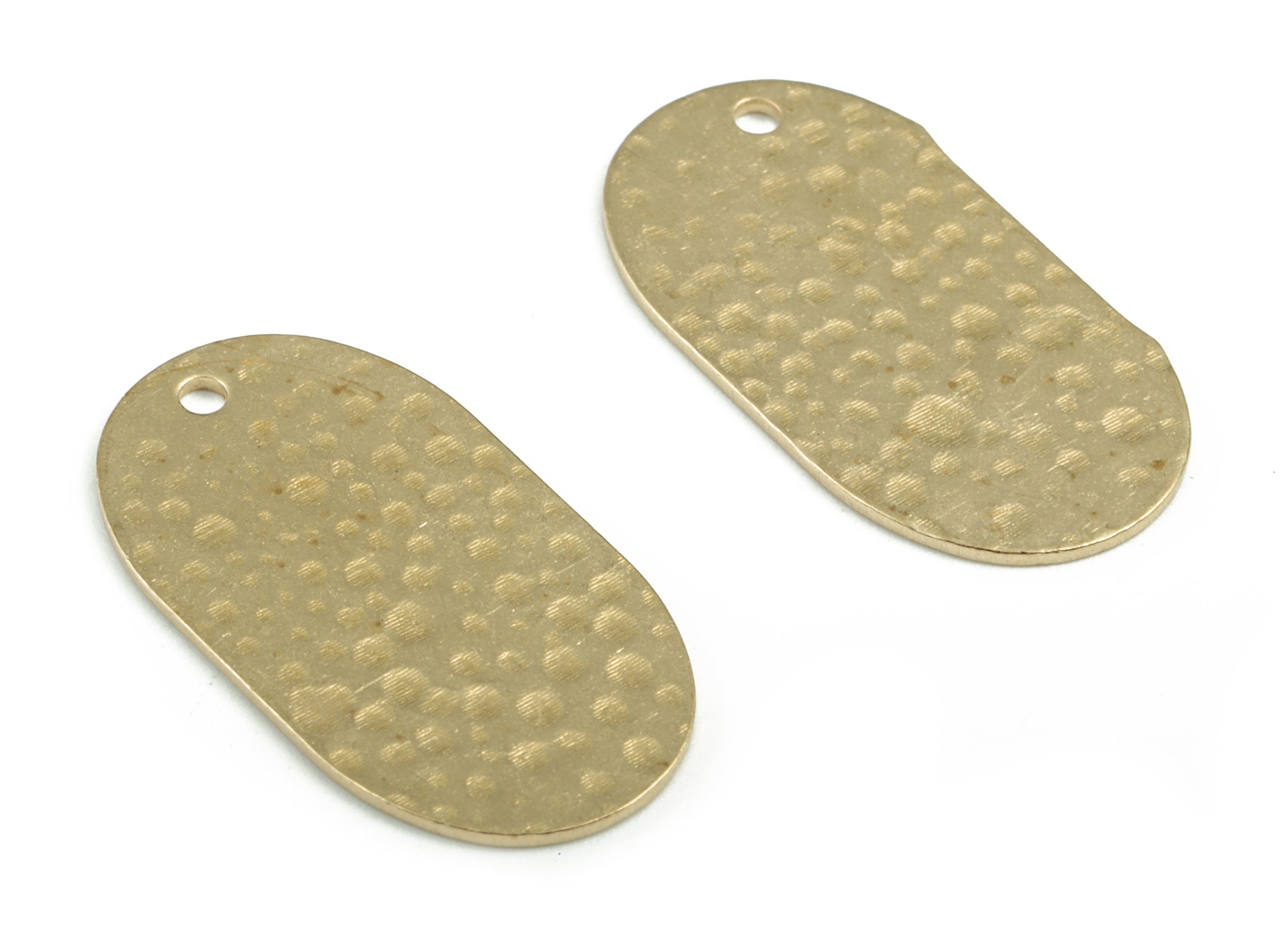 Brass Hammered Oval Earring Charms - Raw Brass Oval Pendant - Earring Findings - DIY Jewelry Supplies - 26.96x14.61x0.8mm - PP3680 - DOMEDBAZAAR