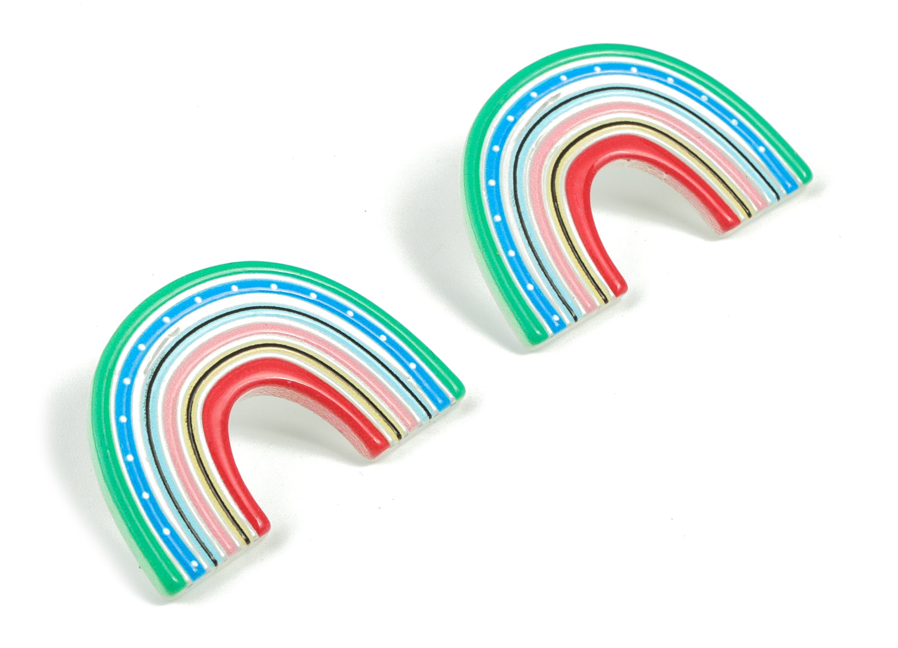 Acrylic Rainbow Earring Post - Acrylic Candy Earring Stud - 316 Stainless Steel - Jewelry Supplies - 39.81x26.05x3.02mm - AC2208C - DOMEDBAZAAR