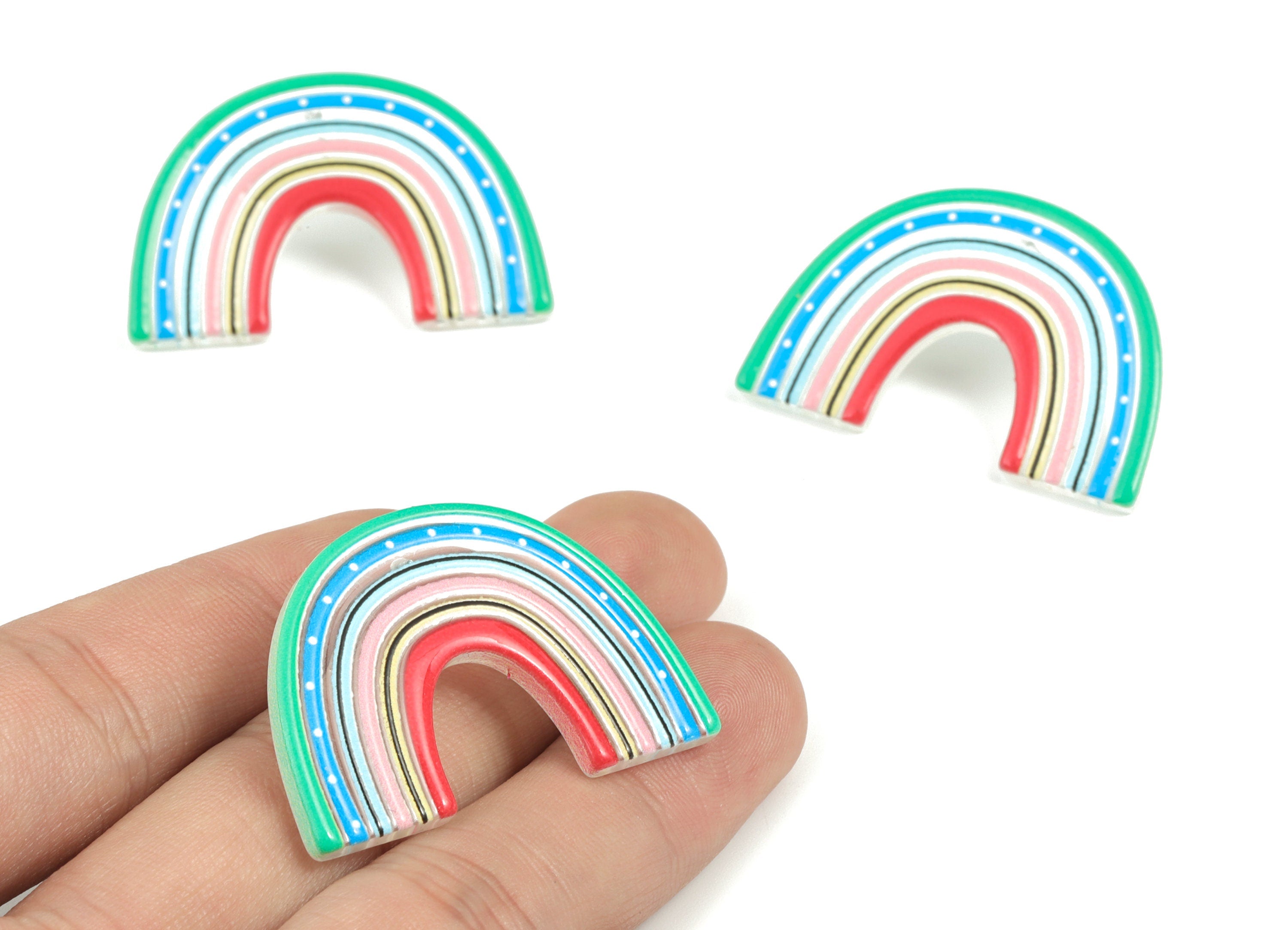 Acrylic Rainbow Earring Post - Acrylic Candy Earring Stud - 316 Stainless Steel - Jewelry Supplies - 39.81x26.05x3.02mm - AC2208C - DOMEDBAZAAR