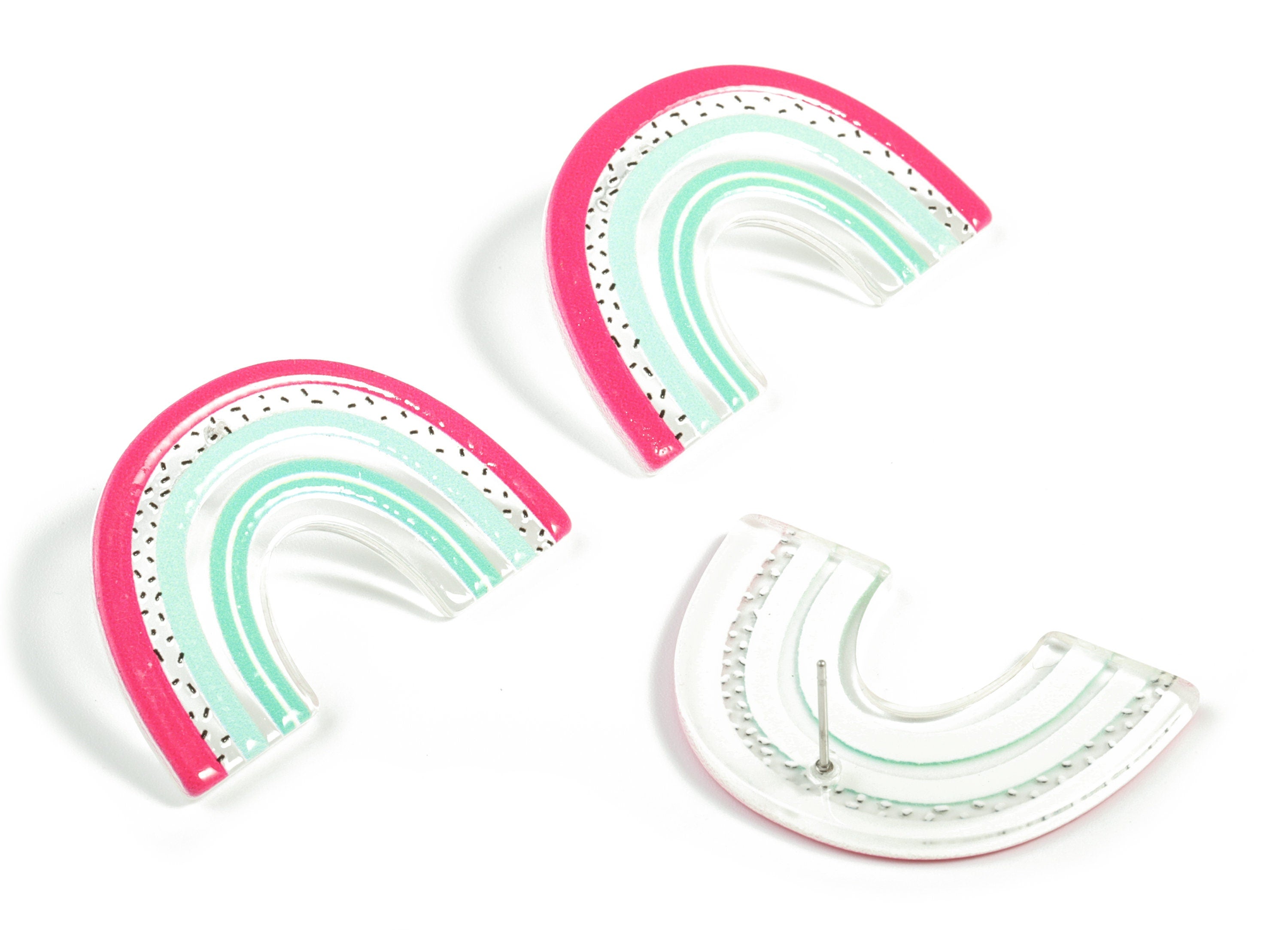 Acrylic Rainbow Earring Post - Acrylic Candy Earring Stud - 316 Stainless Steel - Jewelry Supplies - 40x26.24x2.98mm - AC2208D - DOMEDBAZAAR