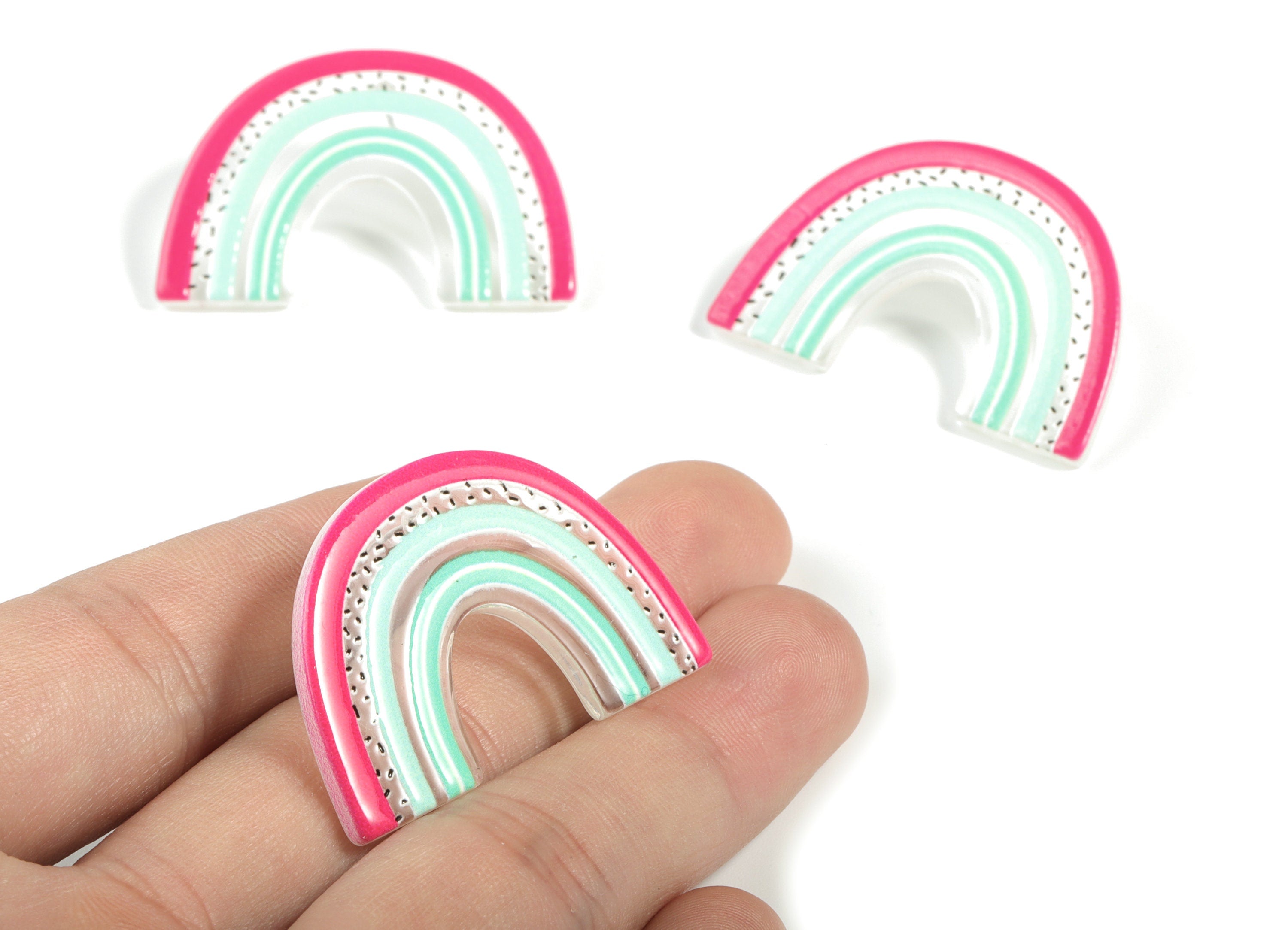 Acrylic Rainbow Earring Post - Acrylic Candy Earring Stud - 316 Stainless Steel - Jewelry Supplies - 40x26.24x2.98mm - AC2208D - DOMEDBAZAAR