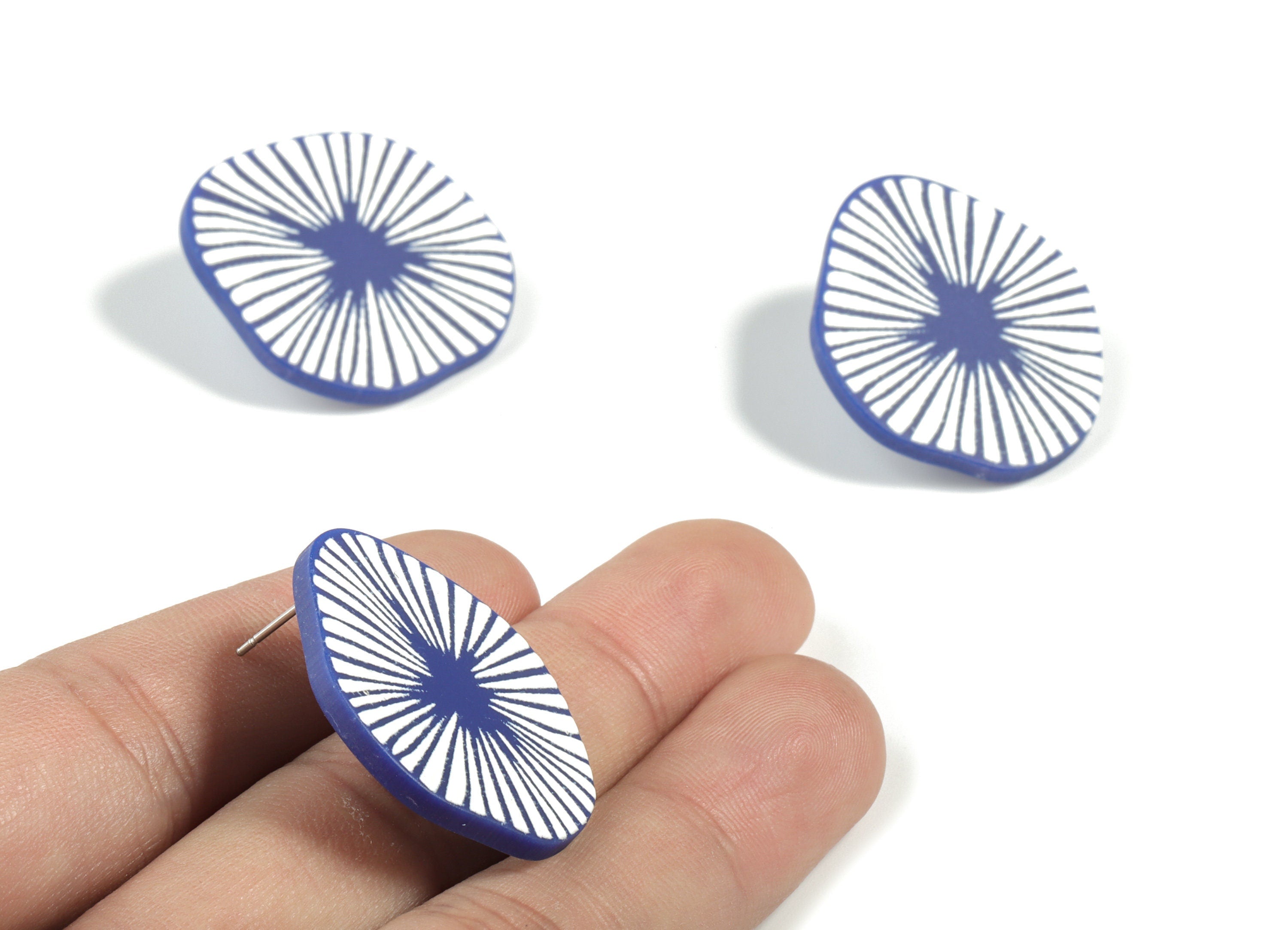 Acrylic Geometric Earring Post - Printing Geometric Acrylic Stud - 316 Stainless Steel - Jewelry Supplies - 31.18x27.06x2.41mm - AC2170 - DOMEDBAZAAR