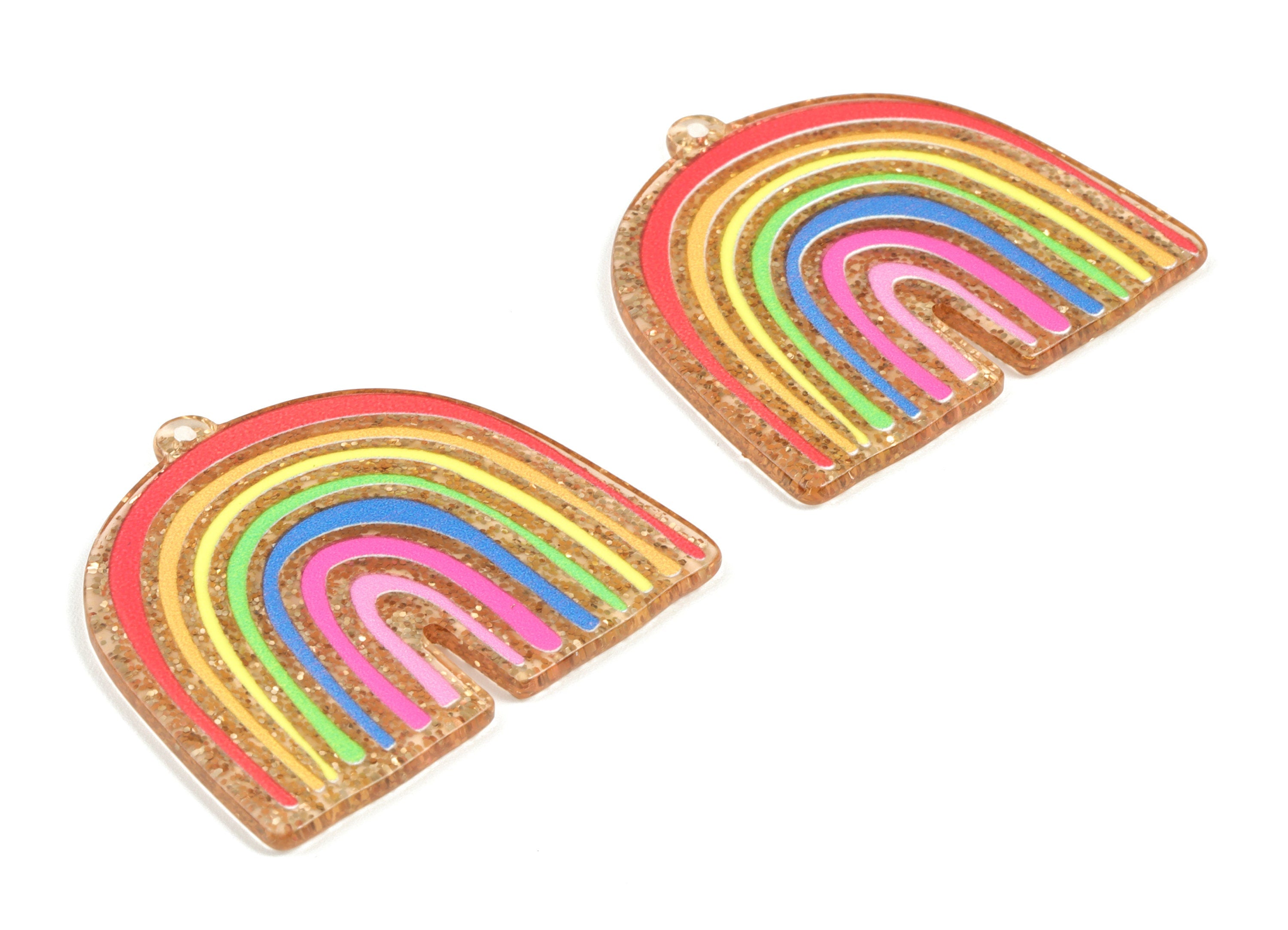 Acrylic Rainbow Earring Charms - Acrylic Rainbow Cloud Pendant - Earring Findings - Jewellery Supplies - 35.33x39.27x2.08mm - AC2204 - DOMEDBAZAAR