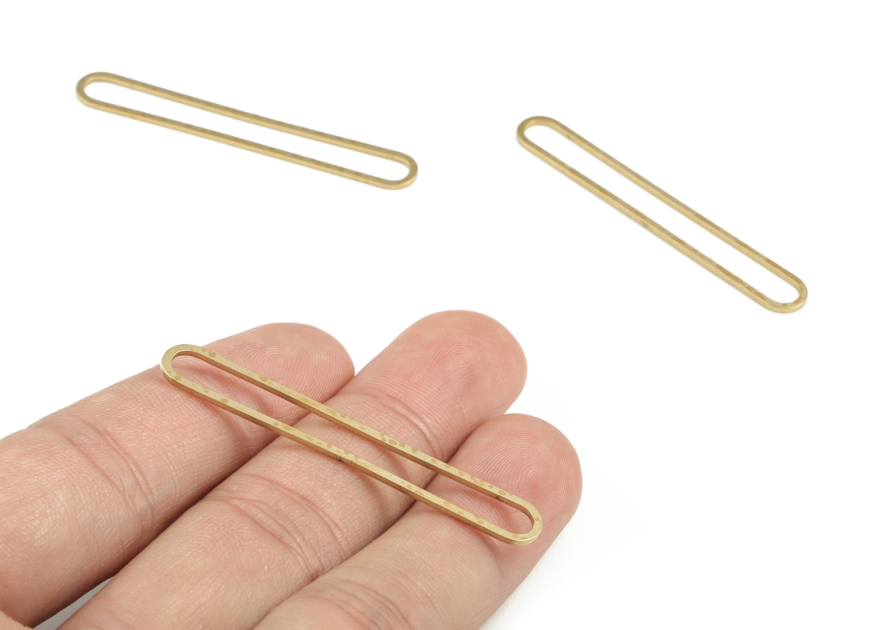 Brass Oval Earring Charms - Raw Brass Oval Pendant - Earring Findings - Jewelry Supplies - 50.28x6.82x0.96mm - PP3727 - DOMEDBAZAAR