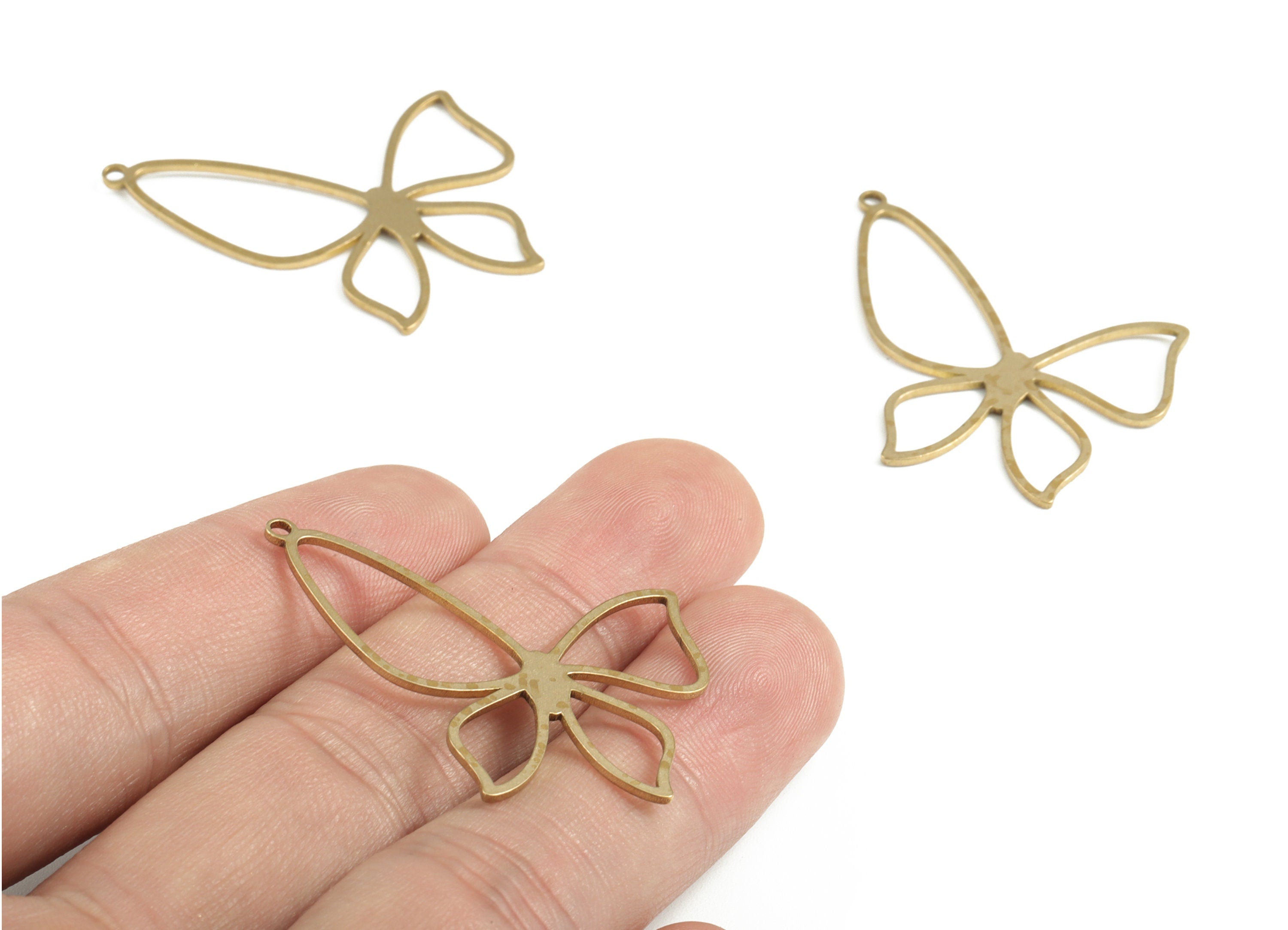 Brass Butterfly Earring Charms - Raw Brass Butterfly Pendant - Earring Findings - Jewelry Supplies - 42.1x29.16x1.05mm - PP3726 - DOMEDBAZAAR