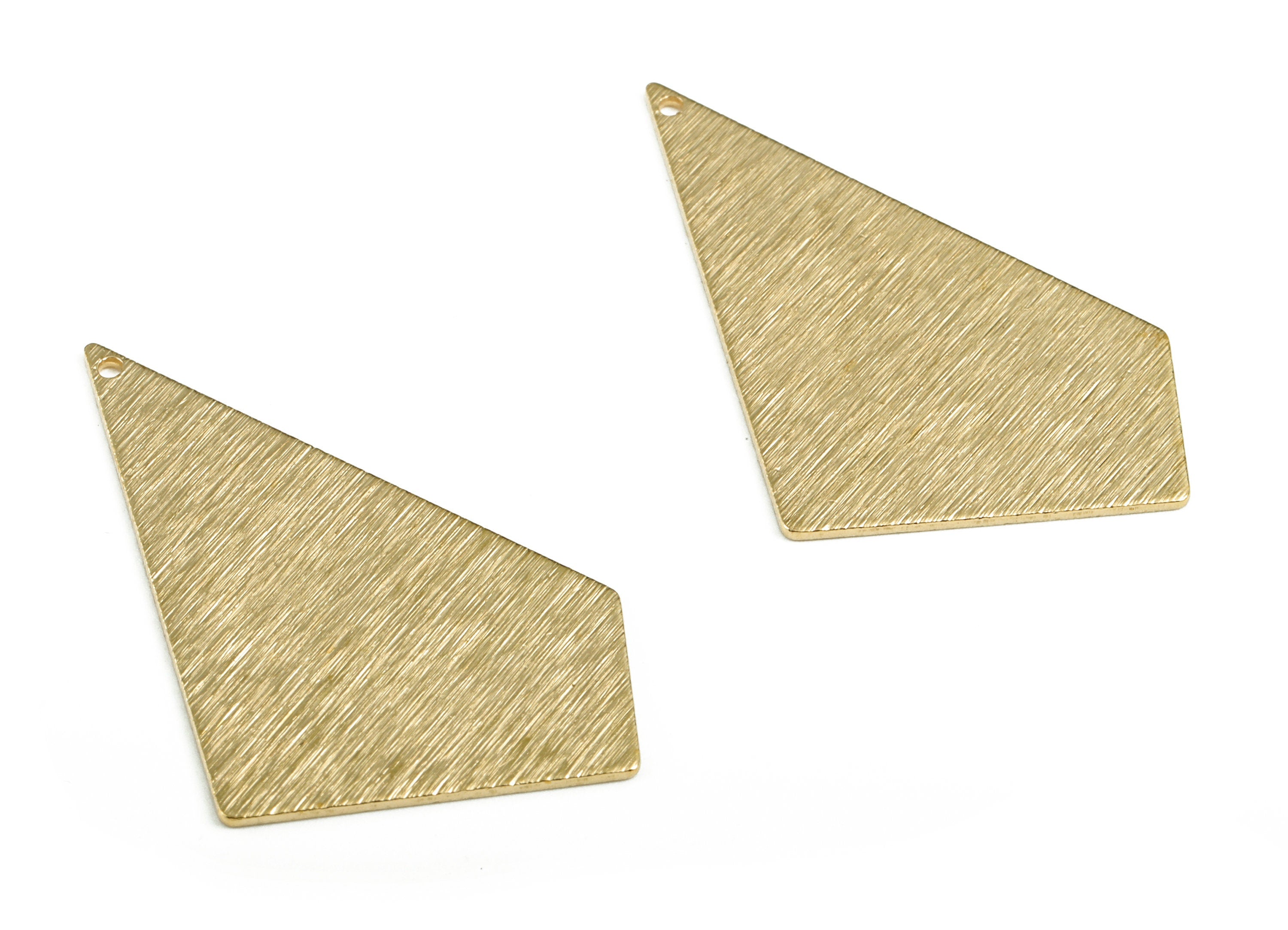 Brass Textured Geometry Earring Charms - Raw Brass Geometry Pendant - Earring Findings - Jewelry Supplies - 41.16x23.58x0.82mm - PP3629 - DOMEDBAZAAR