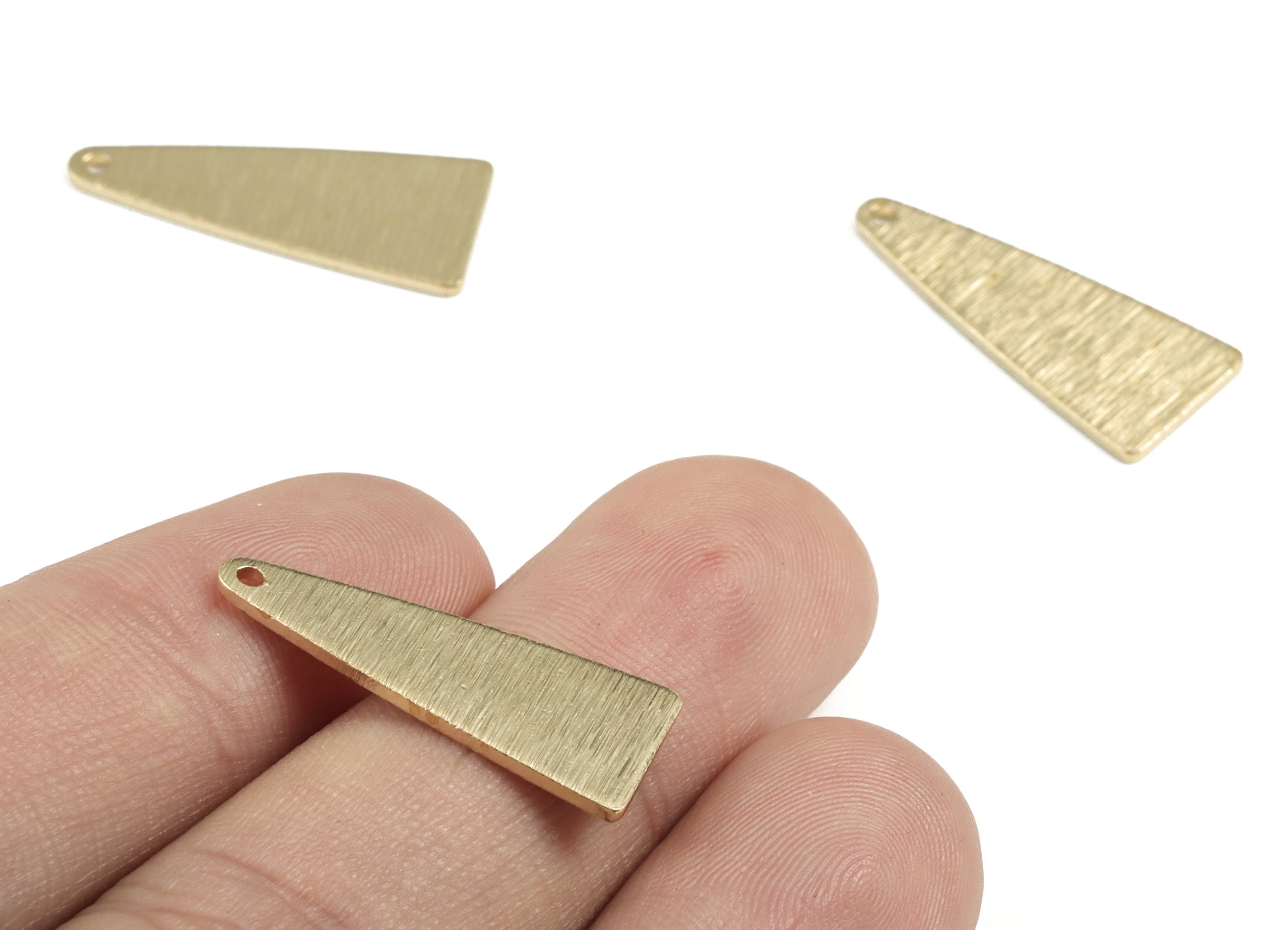 Brass Textured Triangle Earring Charms - Raw Brass Triangle Pendant - Earring Findings - Jewelry Supplies - 24.93x10.89x0.98mm - PP3670 - DOMEDBAZAAR