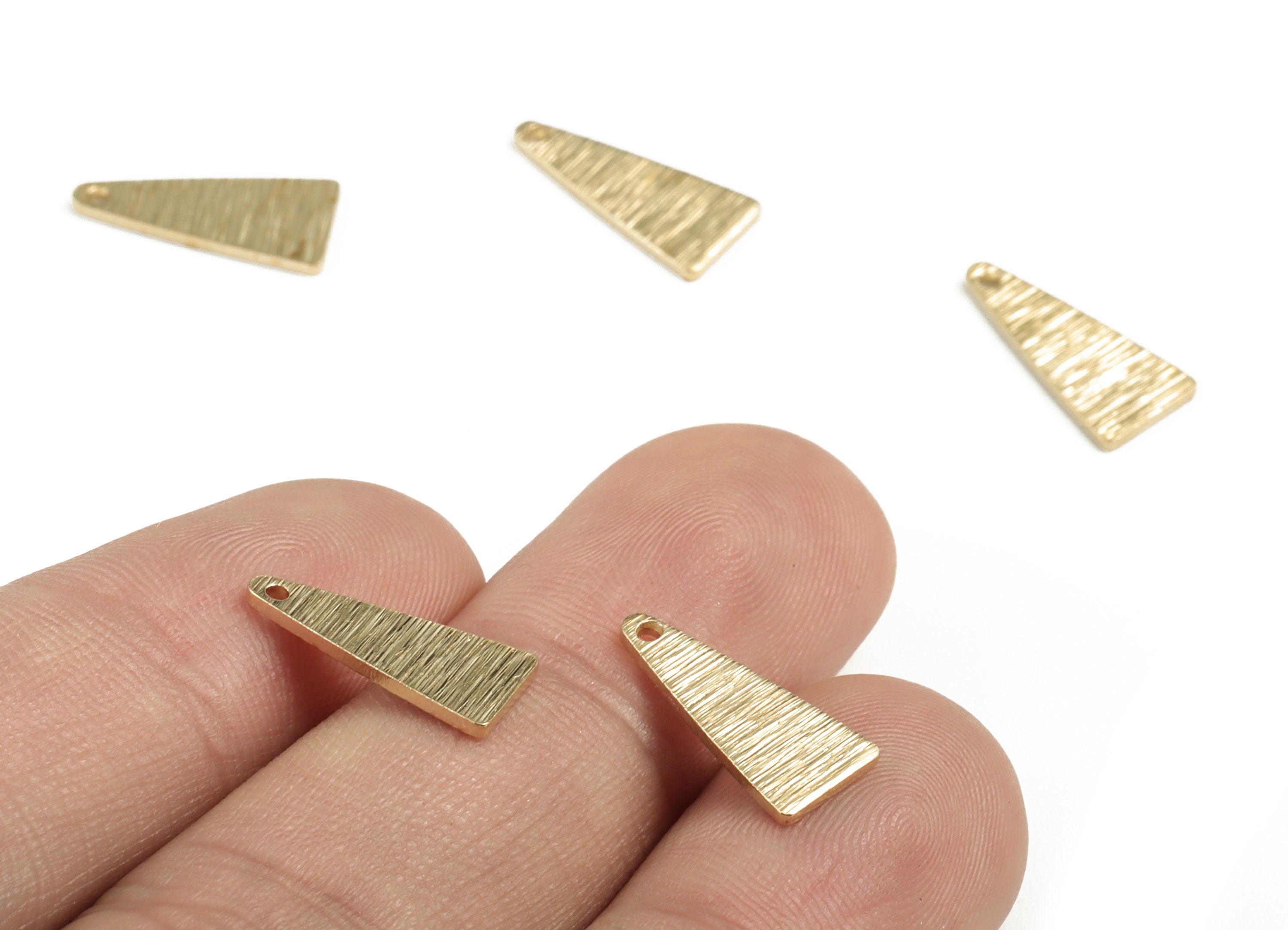 Brass Textured Triangle Earring Charms - Raw Brass Triangle Pendant - Earring Findings - Jewelry Supplies - 15x6.94x1mm - PP3668 - DOMEDBAZAAR