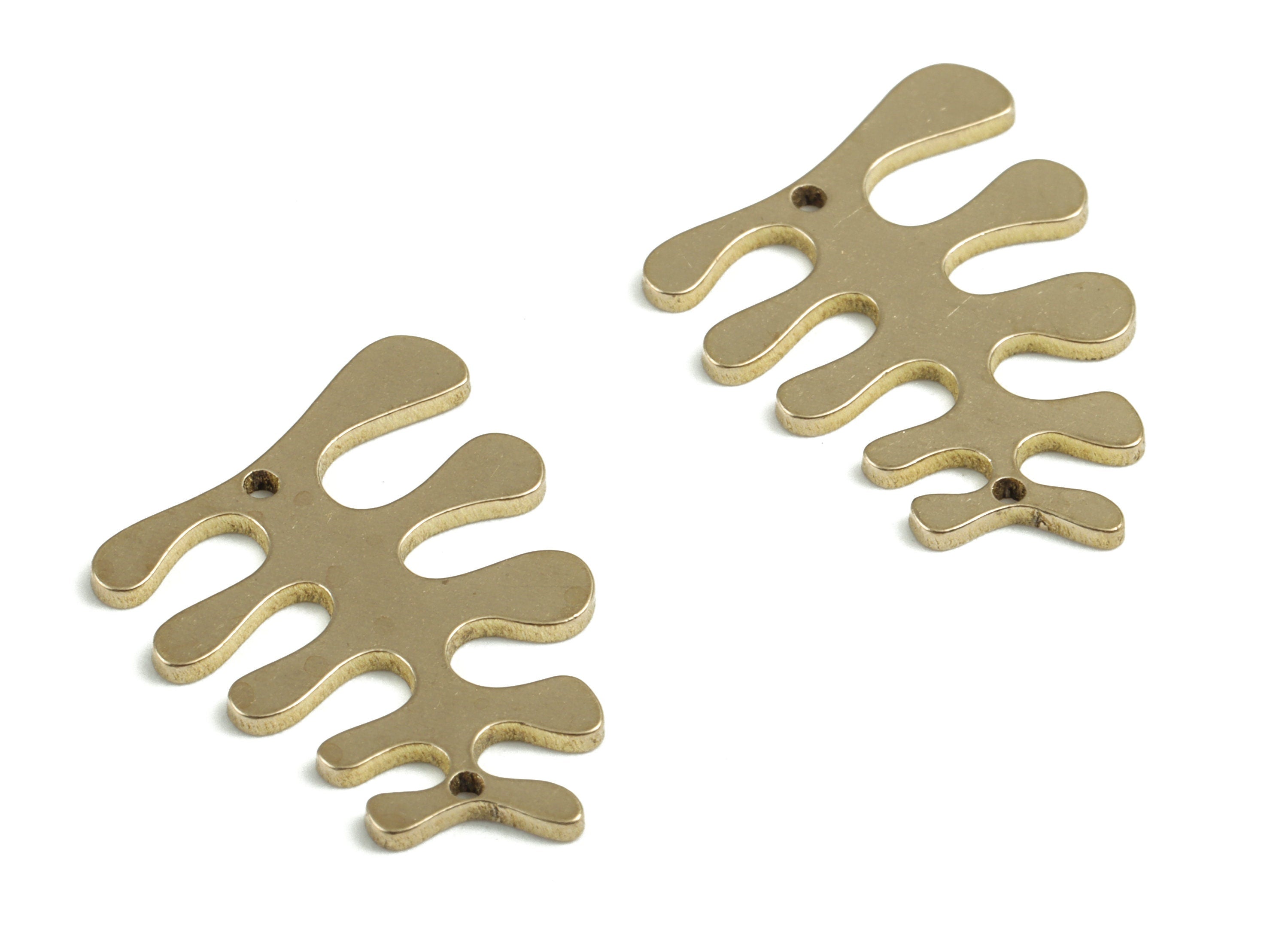 Brass Fish Bone Earring Connector - Raw Brass Fish Bone Charms - Earring Findings - Jewelry Supplies - 22.97x16.61x0.98mm - PP3730 - DOMEDBAZAAR