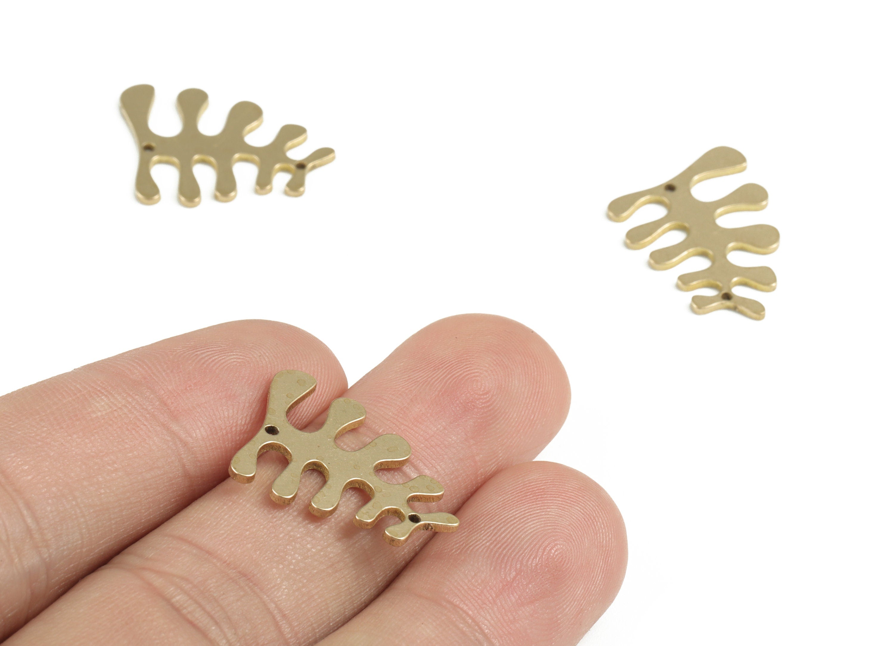 Brass Fish Bone Earring Connector - Raw Brass Fish Bone Charms - Earring Findings - Jewelry Supplies - 22.97x16.61x0.98mm - PP3730 - DOMEDBAZAAR