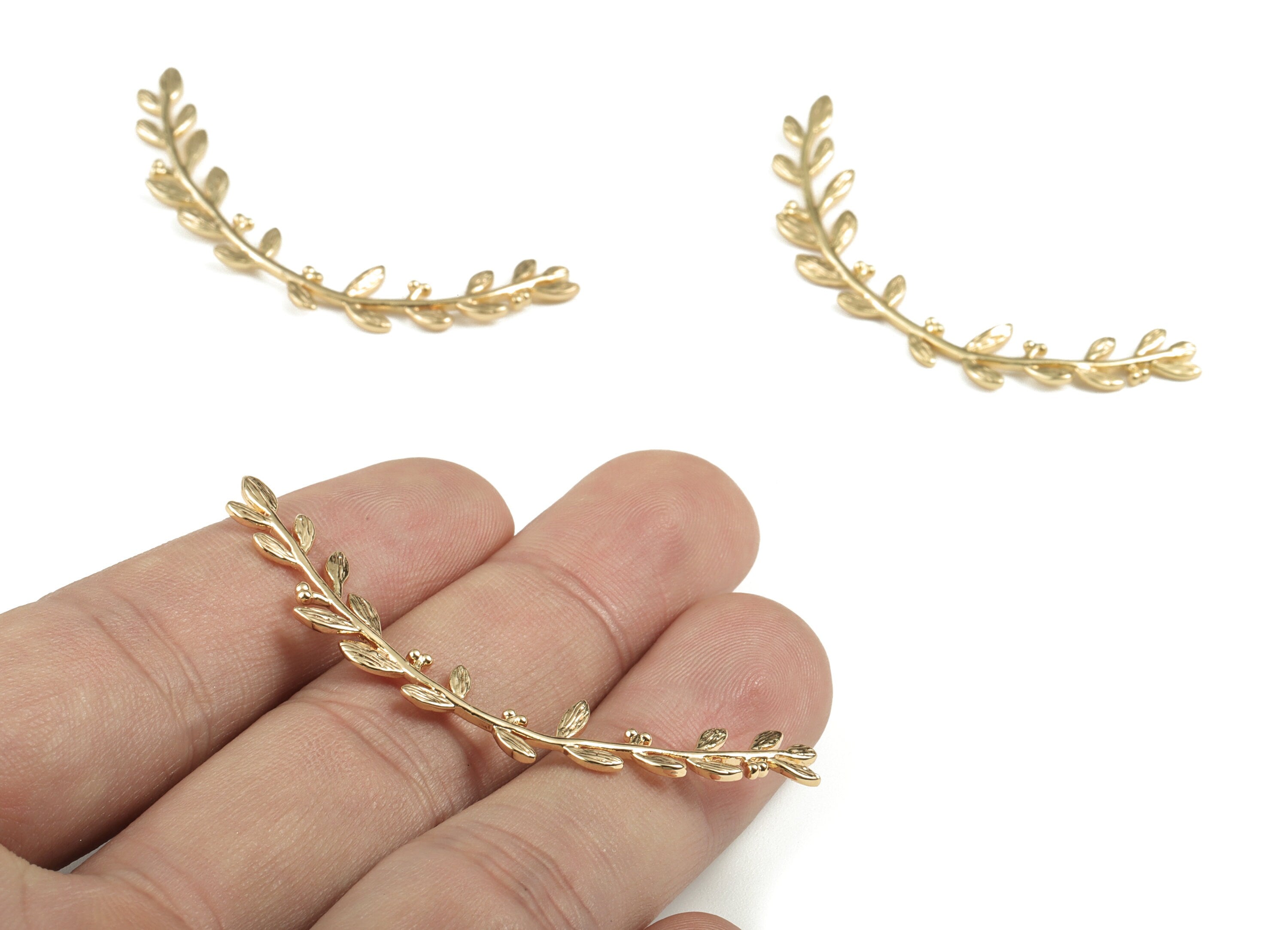 Brass Branch Brooch - Gold Brass Branch Brooch - 18K Real Gold Plated Brass - Jewelry Supplies - 50.37x28.18x2.1mm - RGP2790 - DOMEDBAZAAR