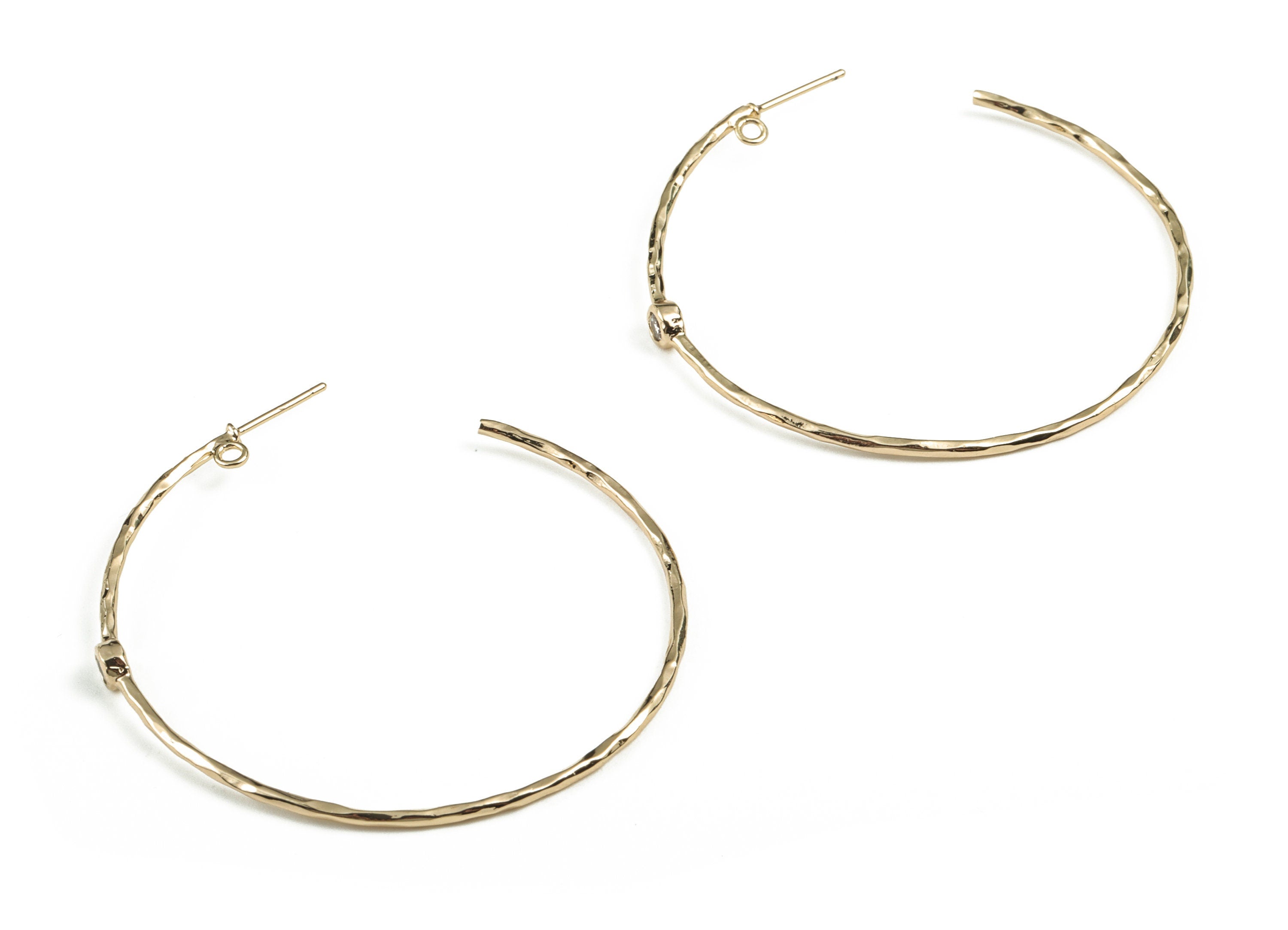 Brass Big C Earring Stud With Zircon - Gold Big C Earring Stud - 18K Real Gold Plated - 316 Stainless Steel - 50.3x4.29x2.49mm - RGP2784 - DOMEDBAZAAR