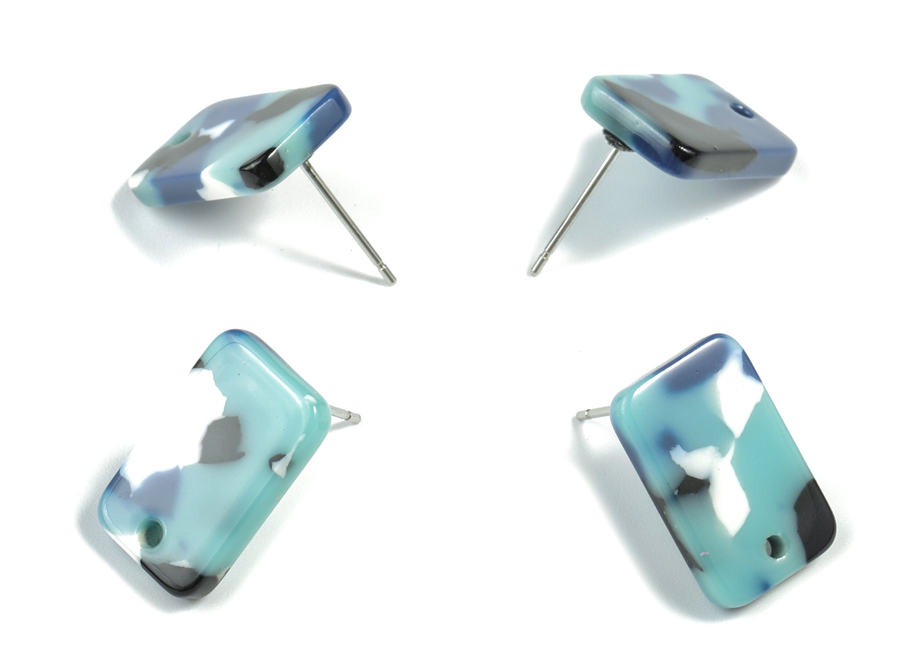 Acetate Acrylic Earring Post Charms - Stud Earring Charms - Square Shaped Earrings - Color Code: A16 - 16.9x10.9x2.7mm - AC1579-A16 - DOMEDBAZAAR