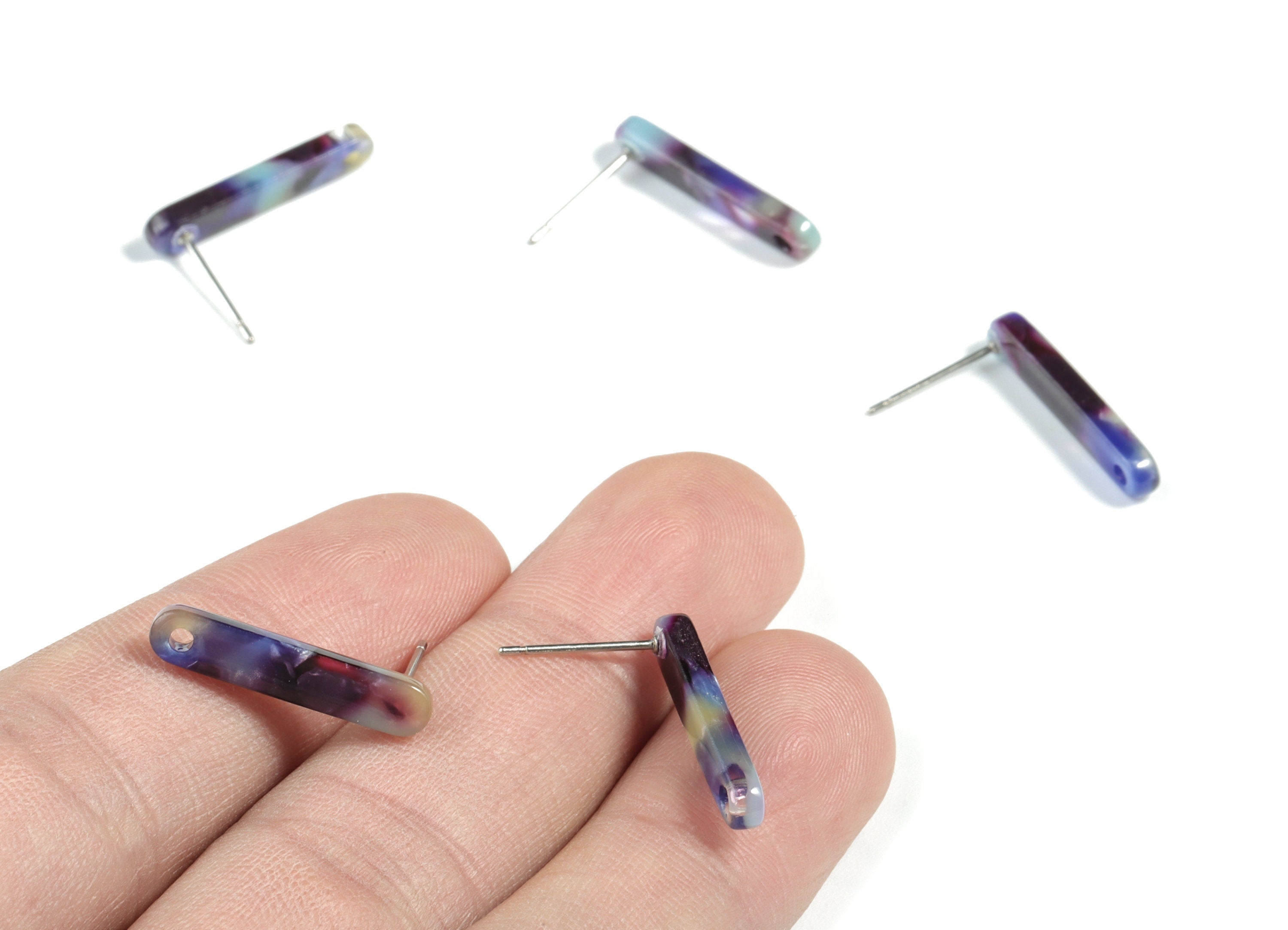 Acetate Stick Earring Post - Stick Earring Stud - Earring Post - Jewelry Supplies - Color Code: A23 - 20.6x4.27x2.6mm - AC1577-A23 - DOMEDBAZAAR