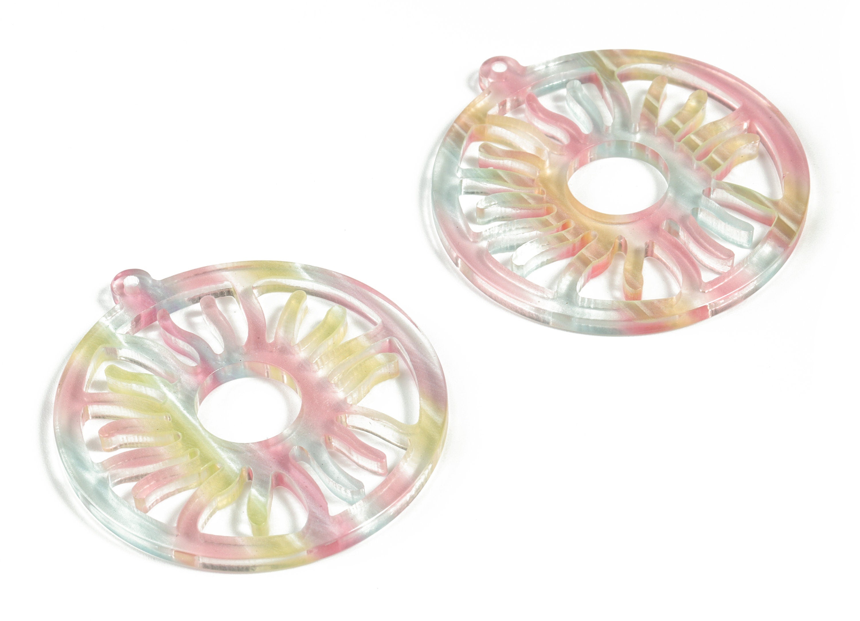 Acrylic Round Sun Earring Charms - Acrylic Mix Circle Sun Earrings - Jewelry Supplies - Color Code:A553- 42.92x39.55x2.67mm - AC2187-A553 - DOMEDBAZAAR