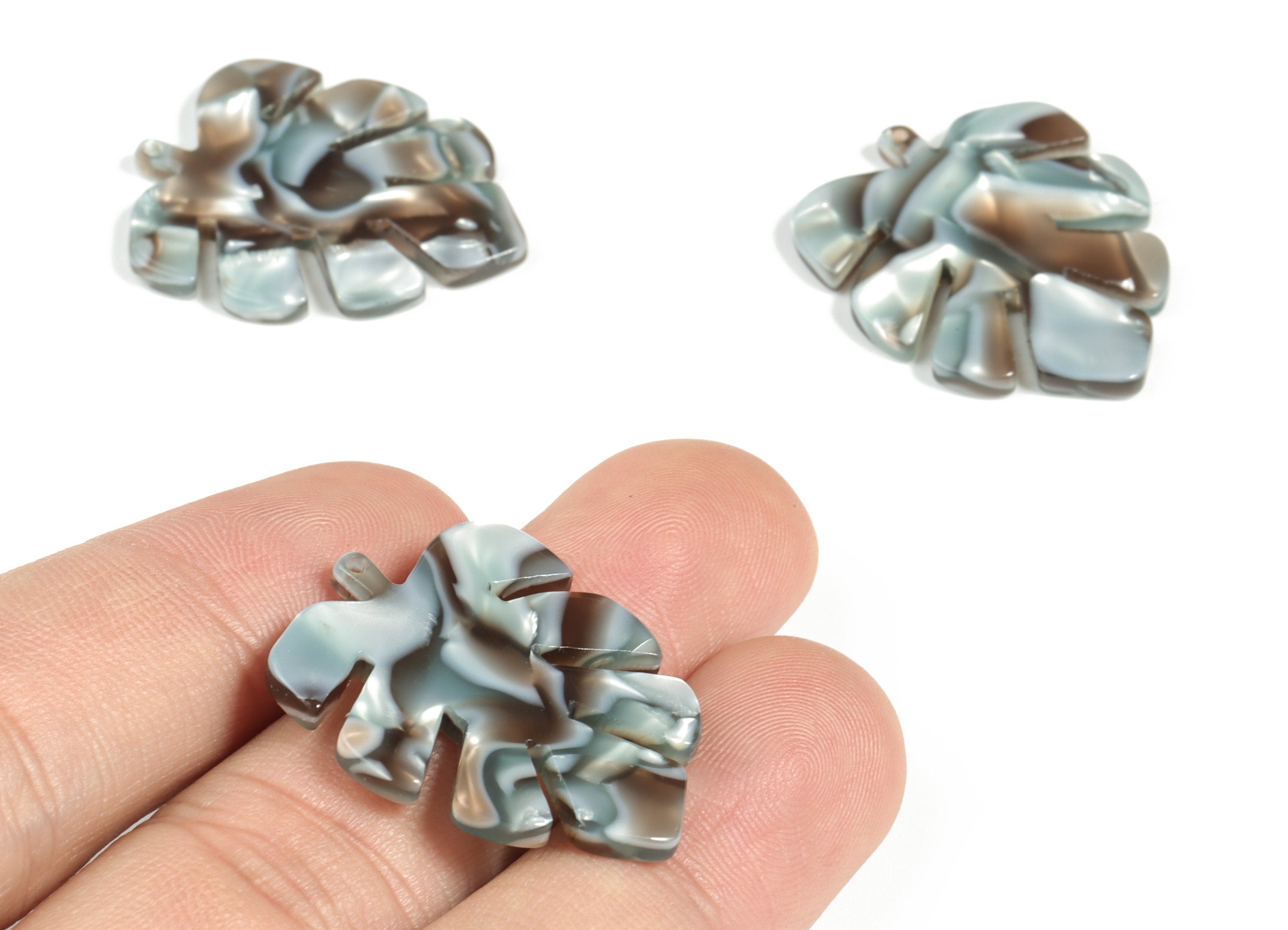 Acetate Leaf Earring Charms - Acetate Leaf Pendant - Earring Findings - Jewelry Supplies - Color Code:A22 - 29.73x24.14x2.43mm - AC1087-A22 - DOMEDBAZAAR