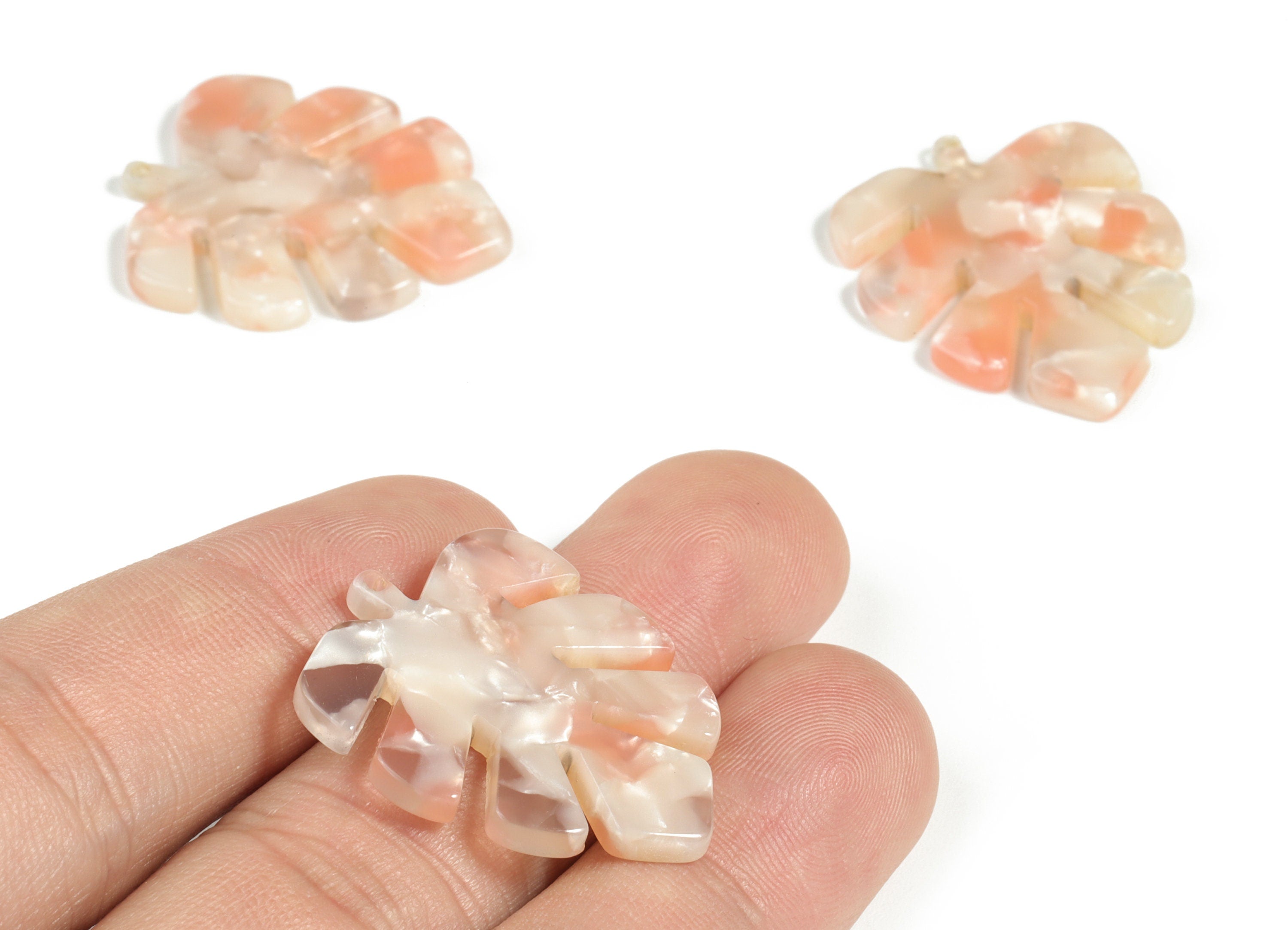 Acetate Leaf Earring Charms - Acetate Leaf Pendant - Earring Finding - Jewelry Supplies - Color Code:A548 - 29.69x24.09x2.6mm - AC1087-A548 - DOMEDBAZAAR