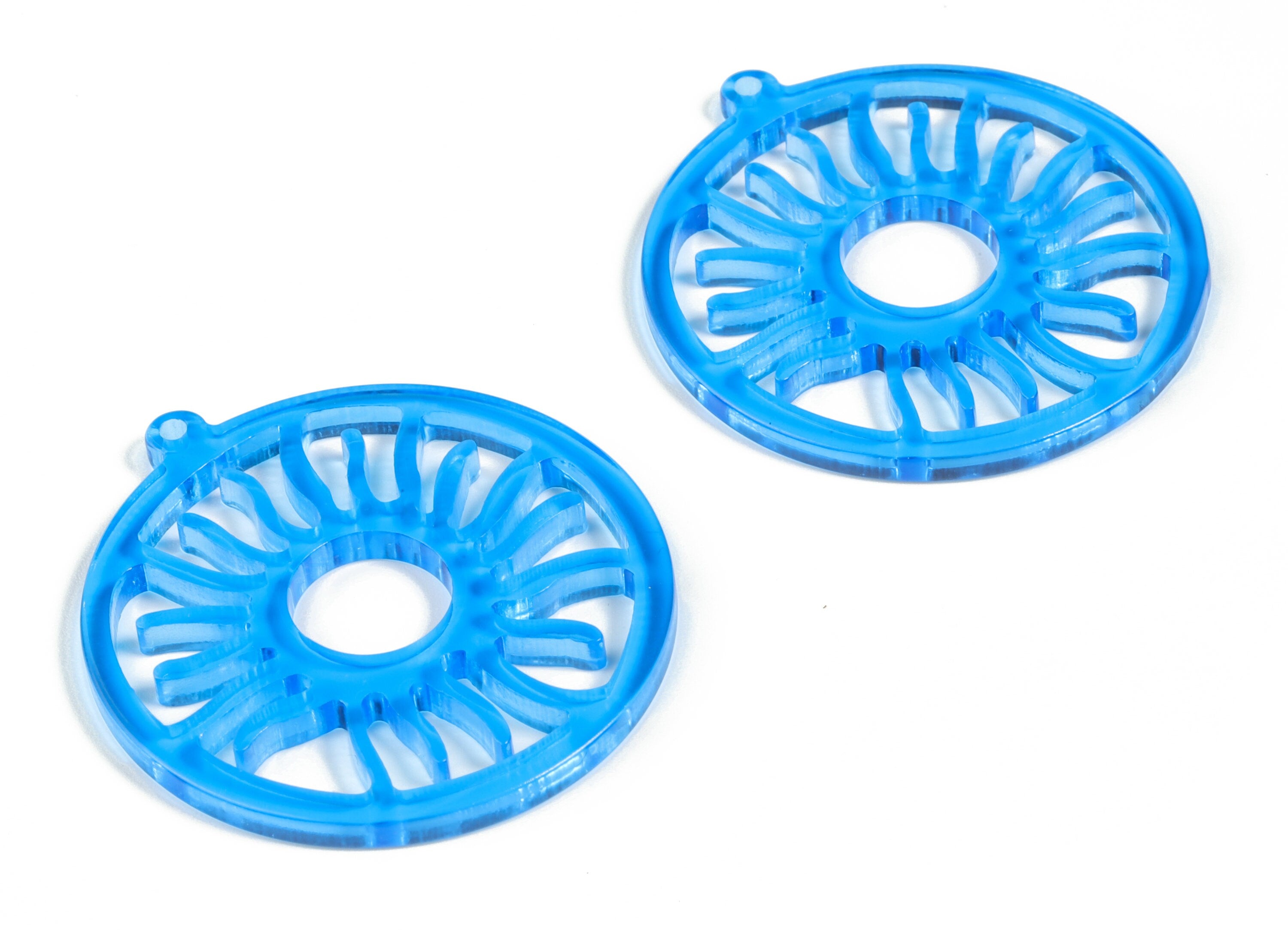 Acrylic Round Sun Earring Charms - Acrylic Blue Circle Sun Earrings - Jewelry Supplies - Color Code:A463 - 43.04x39.28x2.7mm - AC2187-A463 - DOMEDBAZAAR