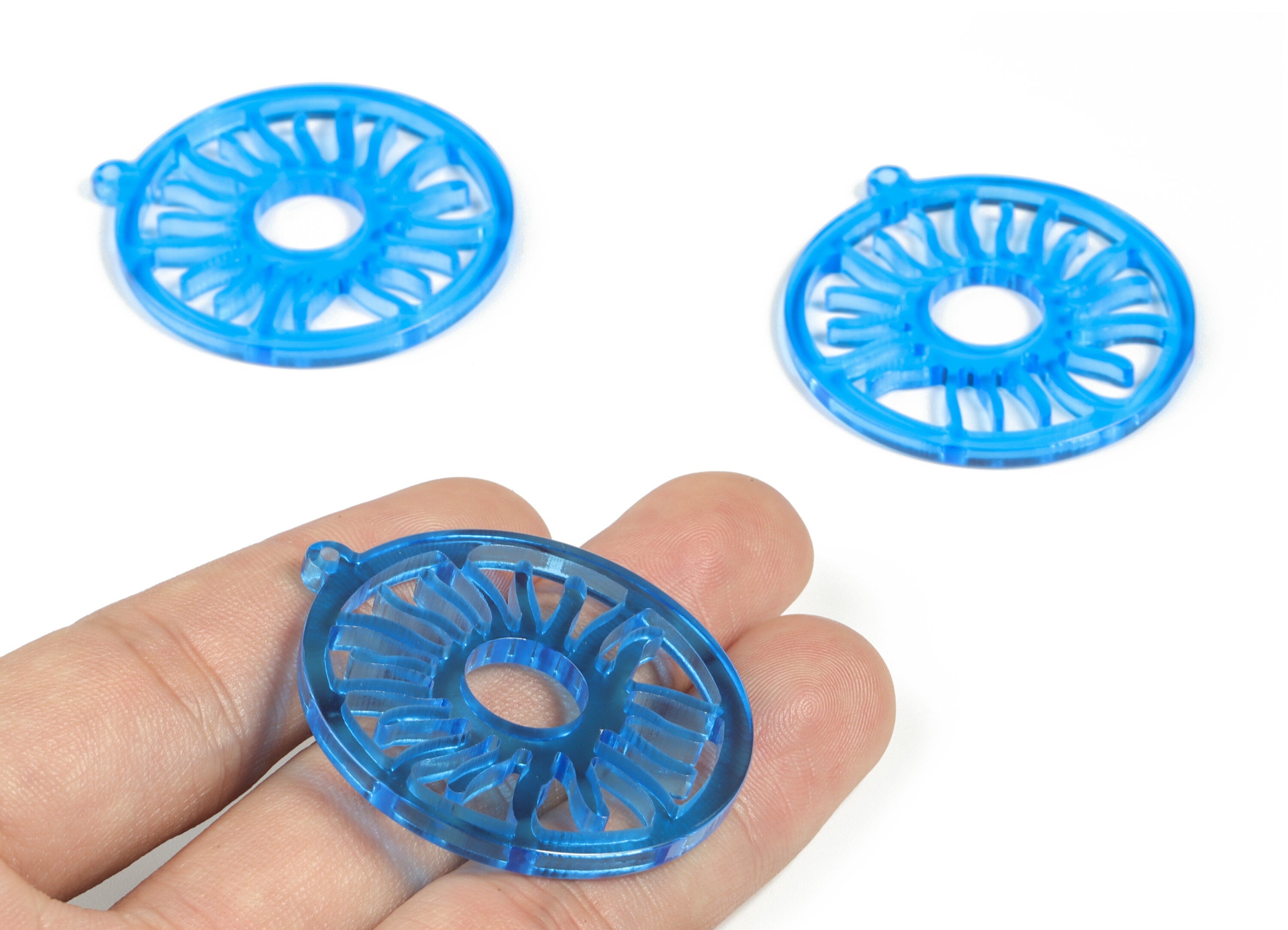 Acrylic Round Sun Earring Charms - Acrylic Blue Circle Sun Earrings - Jewelry Supplies - Color Code:A463 - 43.04x39.28x2.7mm - AC2187-A463 - DOMEDBAZAAR