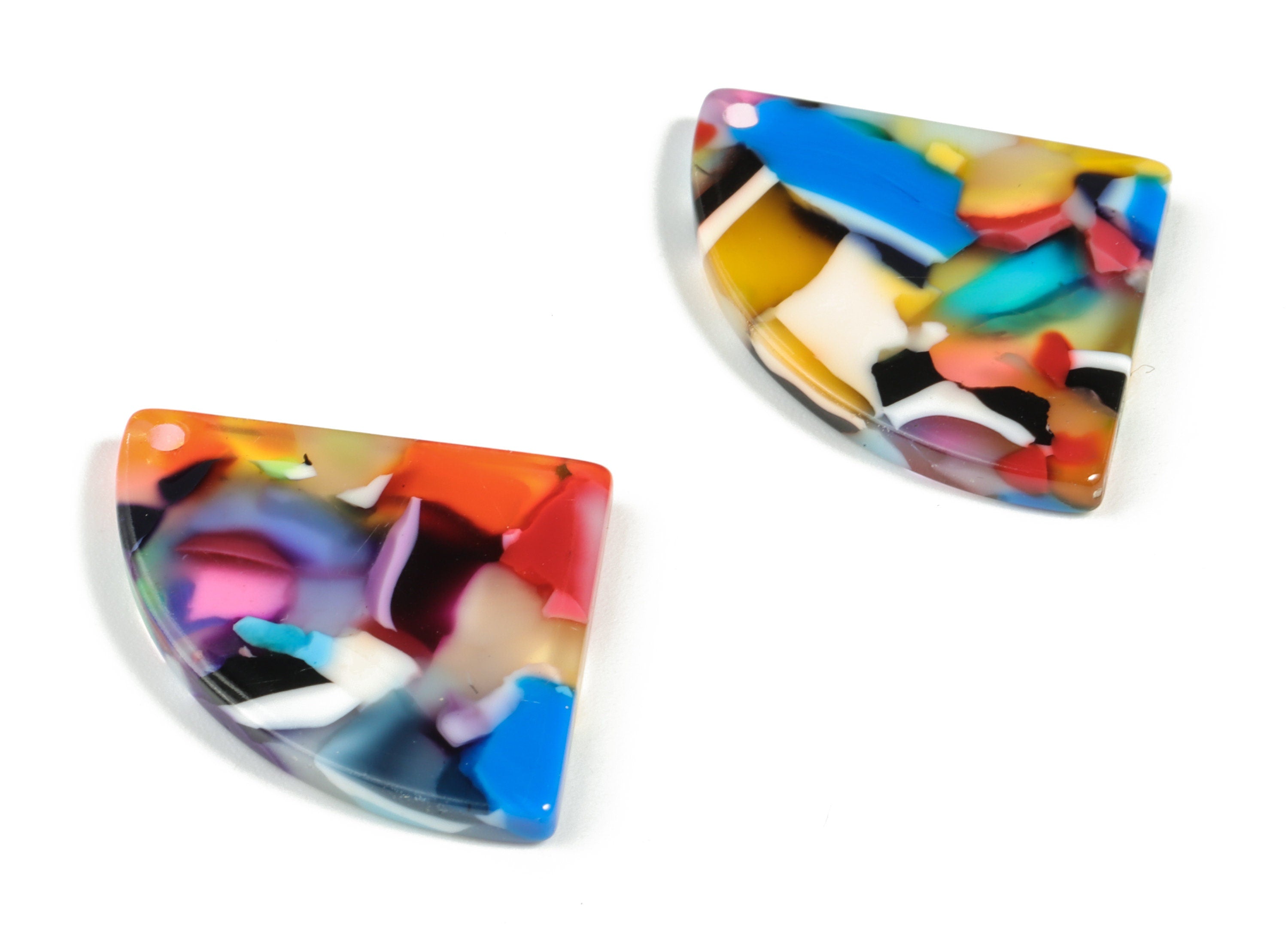 Acetate Pizza Earring Charms - Pizza Pendant - Earring Finding - Jewelry Supplies - Color Code:A21 - 30.24x21.61x2.73mm - AC2191-A21 - DOMEDBAZAAR