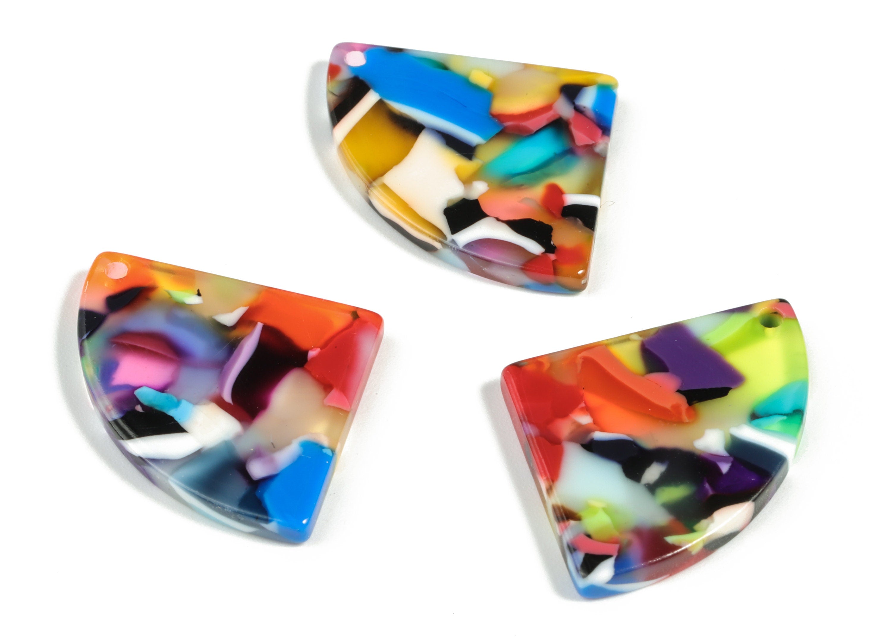 Acetate Pizza Earring Charms - Pizza Pendant - Earring Finding - Jewelry Supplies - Color Code:A21 - 30.24x21.61x2.73mm - AC2191-A21 - DOMEDBAZAAR