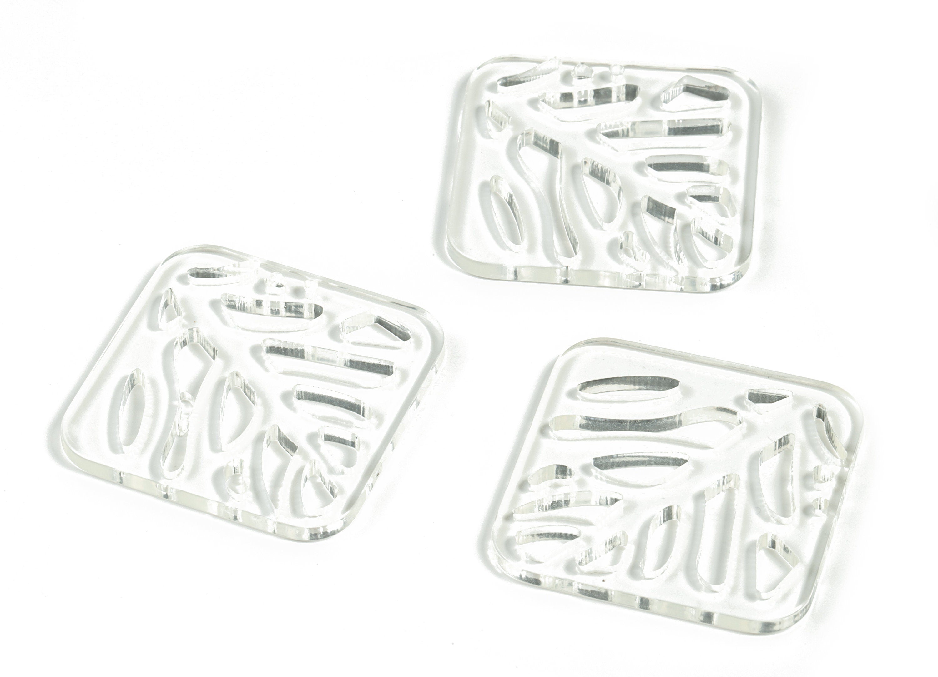 Acrylic Square Leaves Earring Connector - Acrylic Square Leaves Charms - Jewelry Supplies - Color Code:A63 - 39.65x39.49x2.86mm - AC2177-A63 - DOMEDBAZAAR
