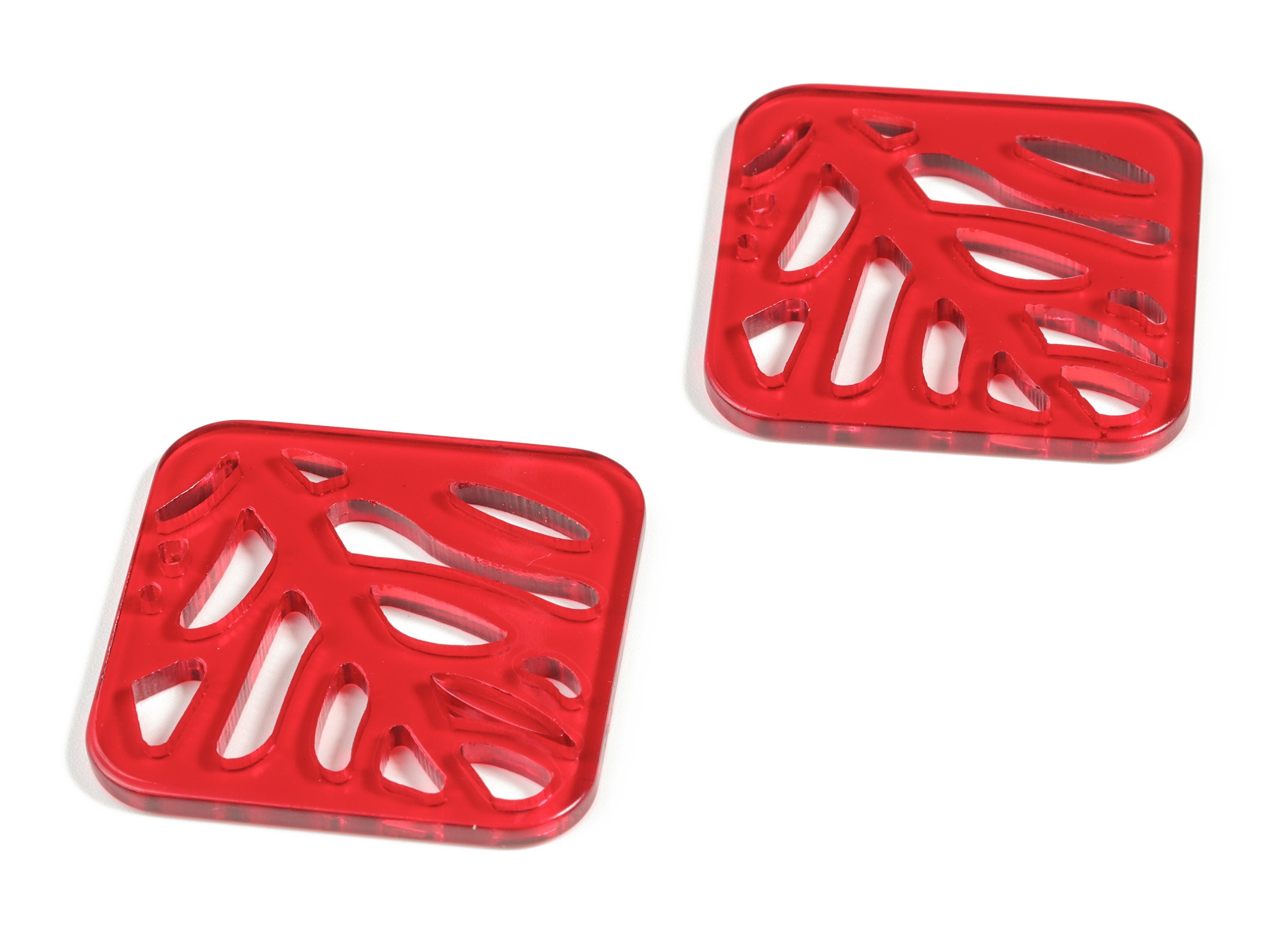 Acrylic Square Leaves Earring Connector - Acrylic Square Leaves Charms - Jewelry Supplies - Color Code:A479 - 39.8x39.6x2.79mm - AC2177-A479 - DOMEDBAZAAR