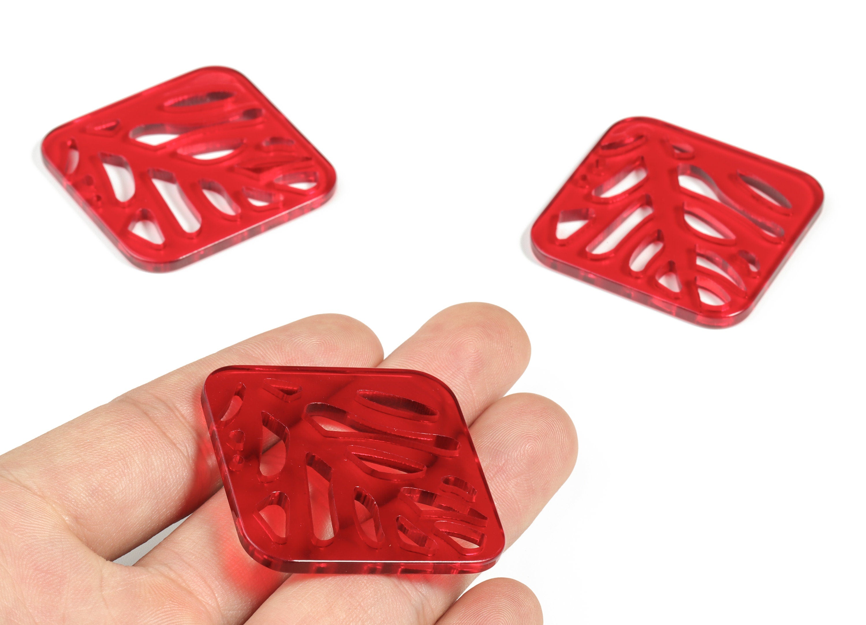 Acrylic Square Leaves Earring Connector - Acrylic Square Leaves Charms - Jewelry Supplies - Color Code:A479 - 39.8x39.6x2.79mm - AC2177-A479 - DOMEDBAZAAR
