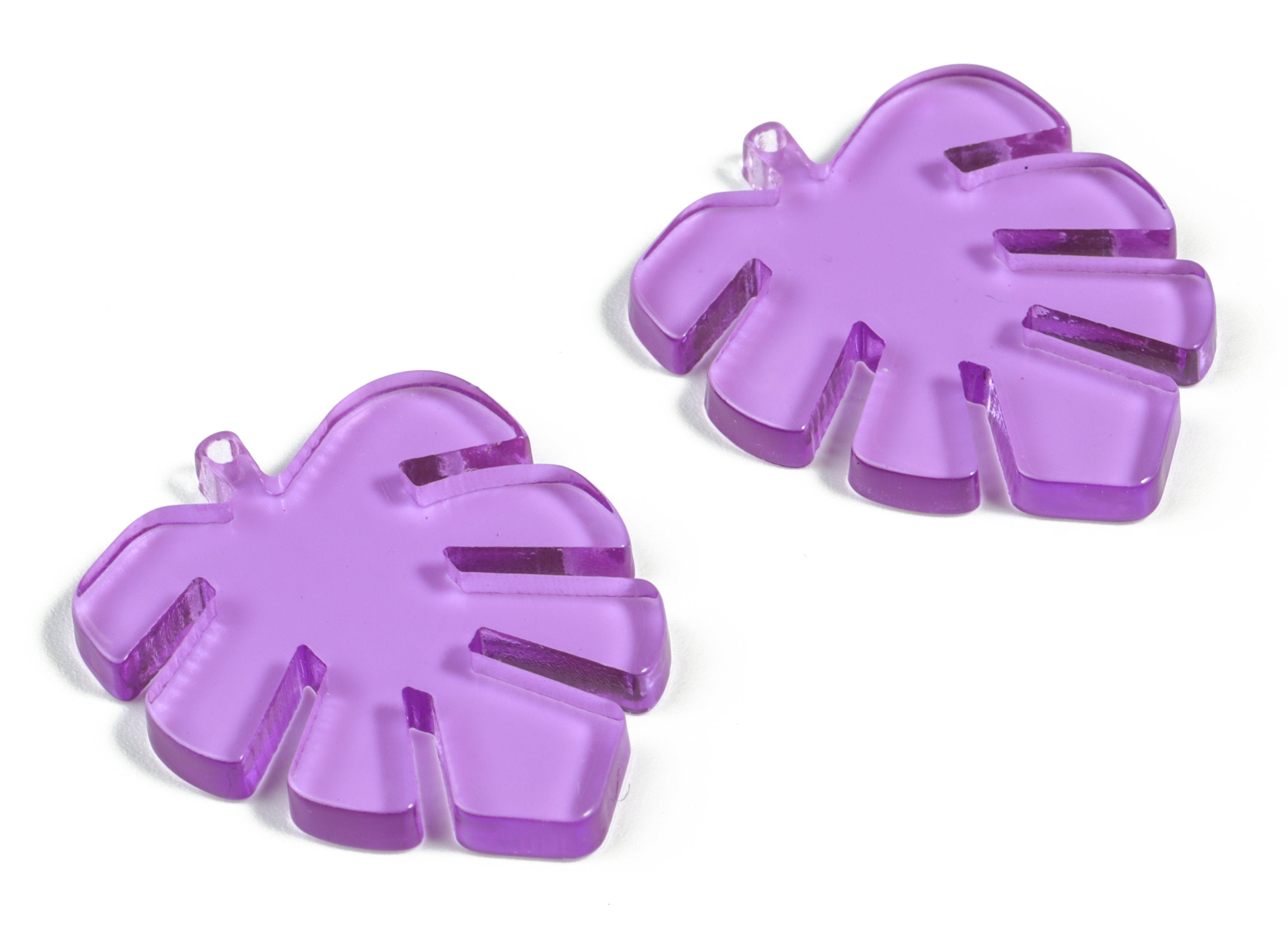 Acrylic Leaf Earring Charms - Acrylic Purple Leaf Pendant - Jewelry Supplies - Color Code:A480 - 31.24x27.08x2.96mm - AC1087-A480 - DOMEDBAZAAR