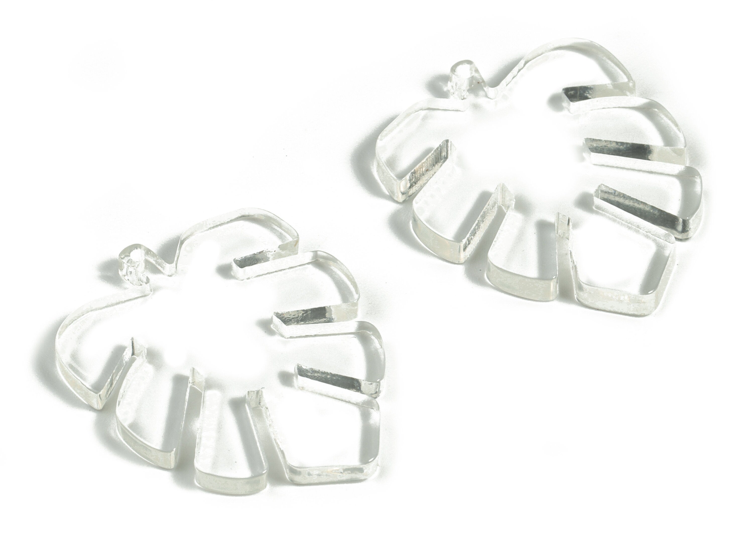 Acrylic Leaf Earring Charms - Acrylic Transparent Monstera Earrings - Jewelry Supplies - Color Code:A63 - 29.76x24.03x2.61mm - AC1087-A63 - DOMEDBAZAAR