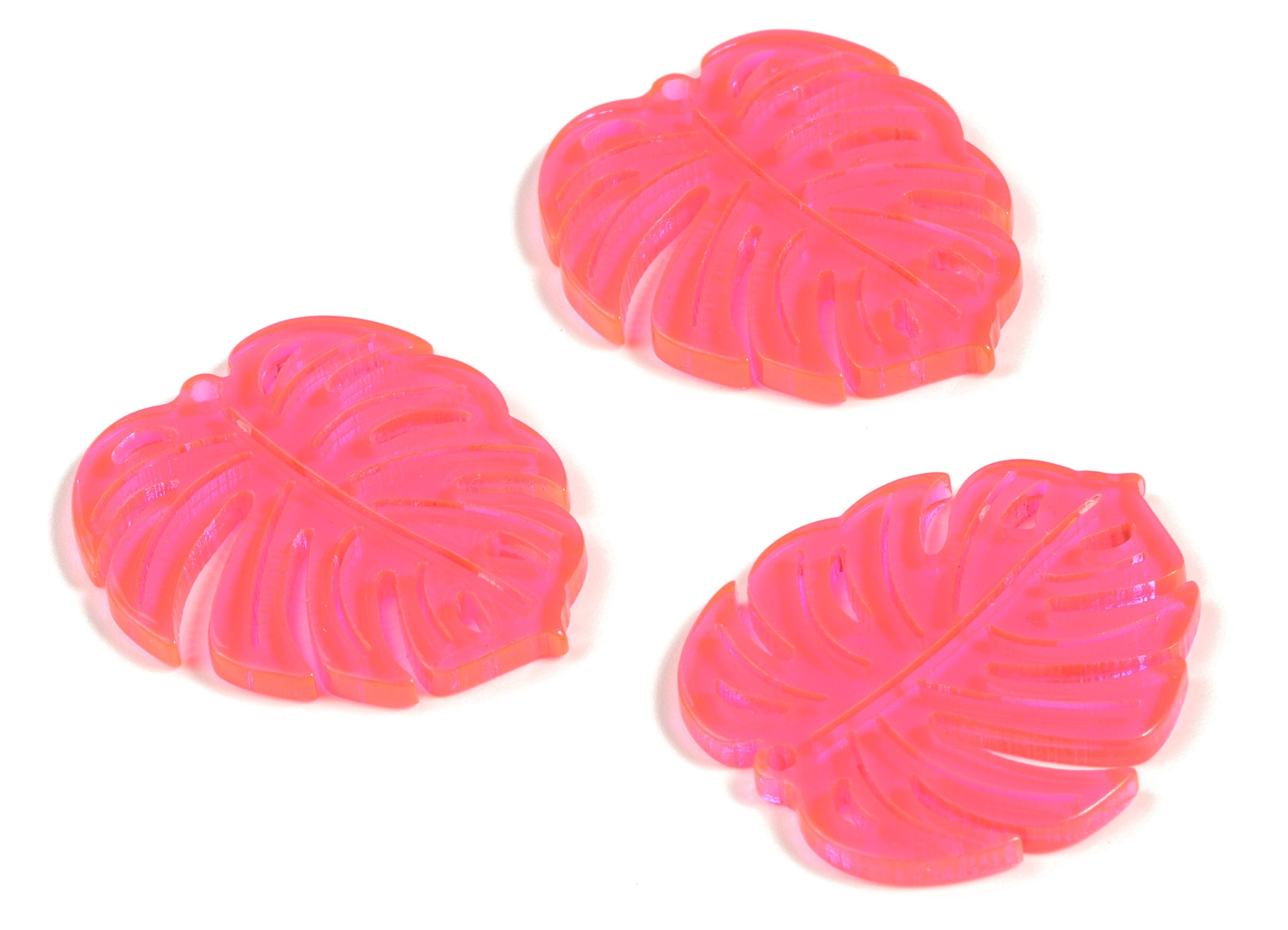 Acrylic Leaf Earring Charms - Acrylic Red Monstera Earrings - Jewelry Supplies - Color Code:A295 - 31.25x26.95x2.45mm - AC2176-A295 - DOMEDBAZAAR