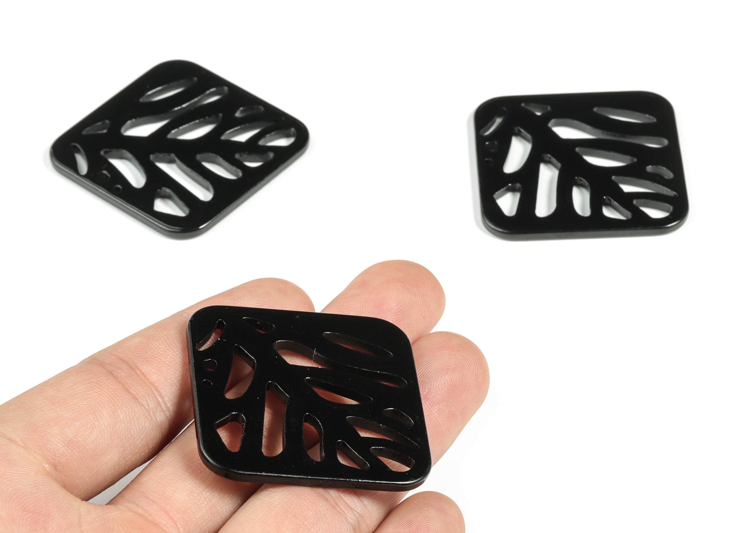 Acrylic Square Leaves Earring Connector - Acrylic Square Leaves Charms - Jewelry Supplies - Color Code:A66 - 39.57x39.56x2.46mm - AC2177-A66 - DOMEDBAZAAR
