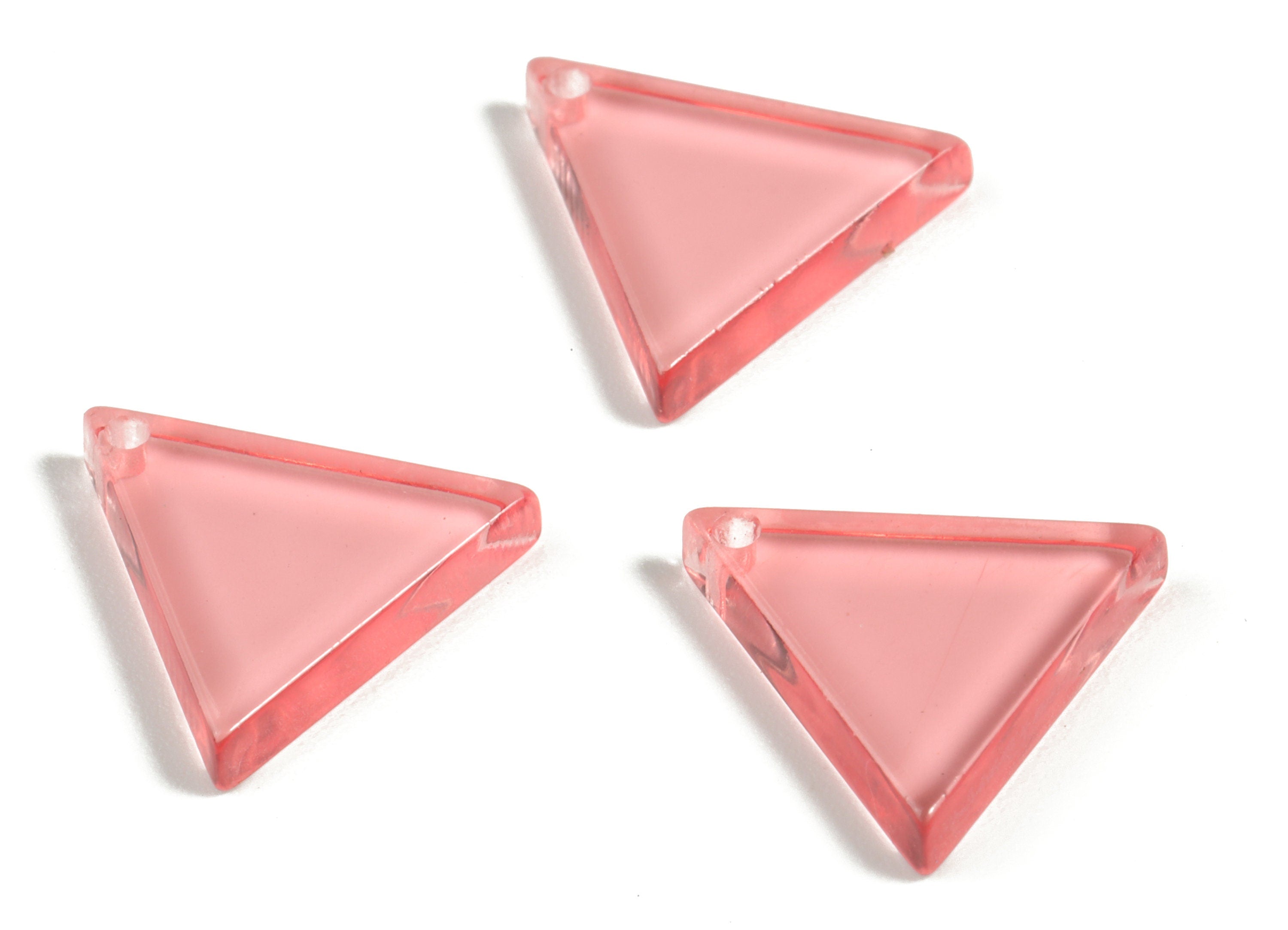Acrylic Triangle Earring Charms - Acrylic Pink Triangle Pendant - Jewelry Supplies - Color Code:A69 - 13.95x14.86x2.75mm - AC2196-A69 - DOMEDBAZAAR