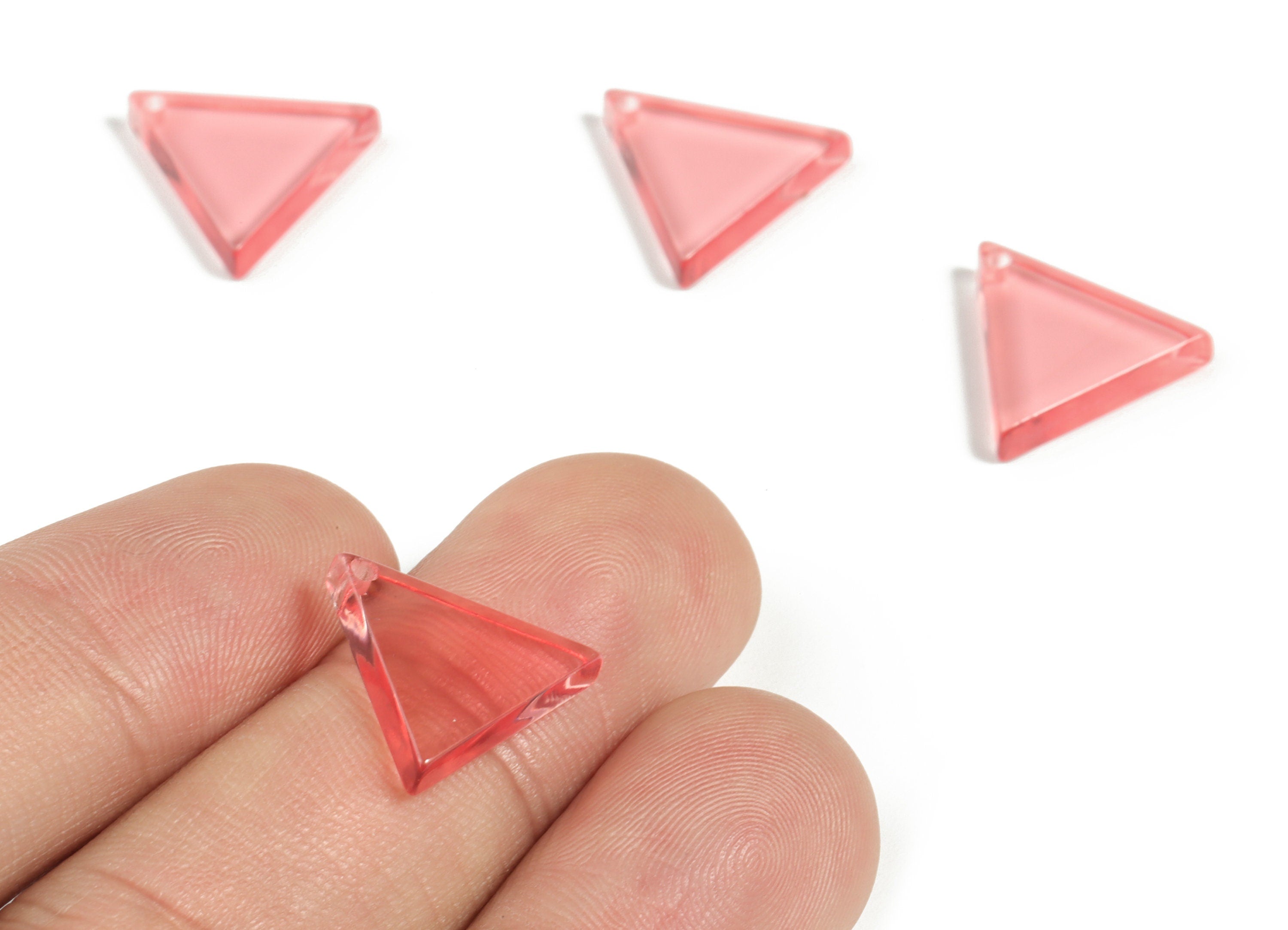 Acrylic Triangle Earring Charms - Acrylic Pink Triangle Pendant - Jewelry Supplies - Color Code:A69 - 13.95x14.86x2.75mm - AC2196-A69 - DOMEDBAZAAR