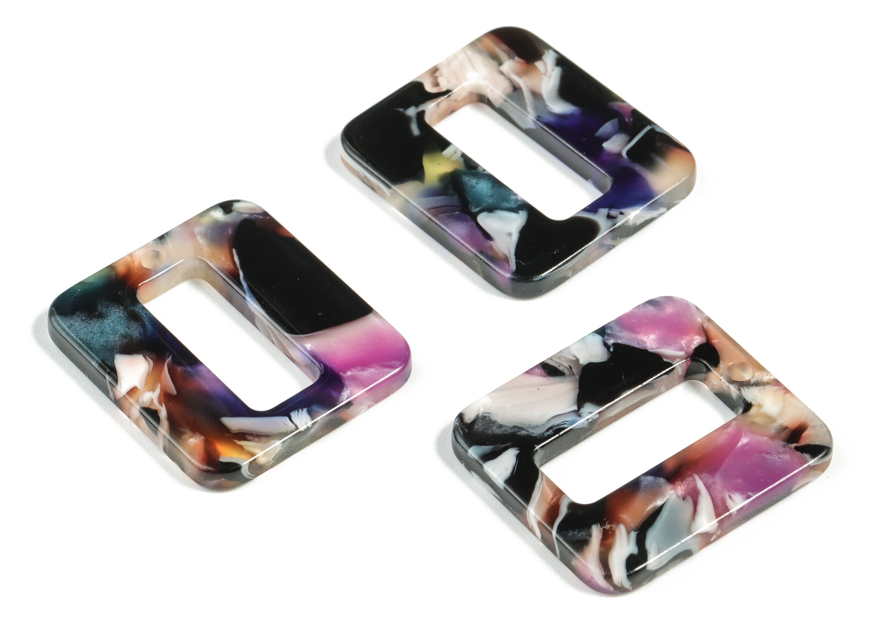Acetate Square Earring Charms - Rectangle Pendant - Earring Finding - Jewelry Supplies - Color Code:A11 - 24.7x21.86x2.62mm - AC2184-A11 - DOMEDBAZAAR