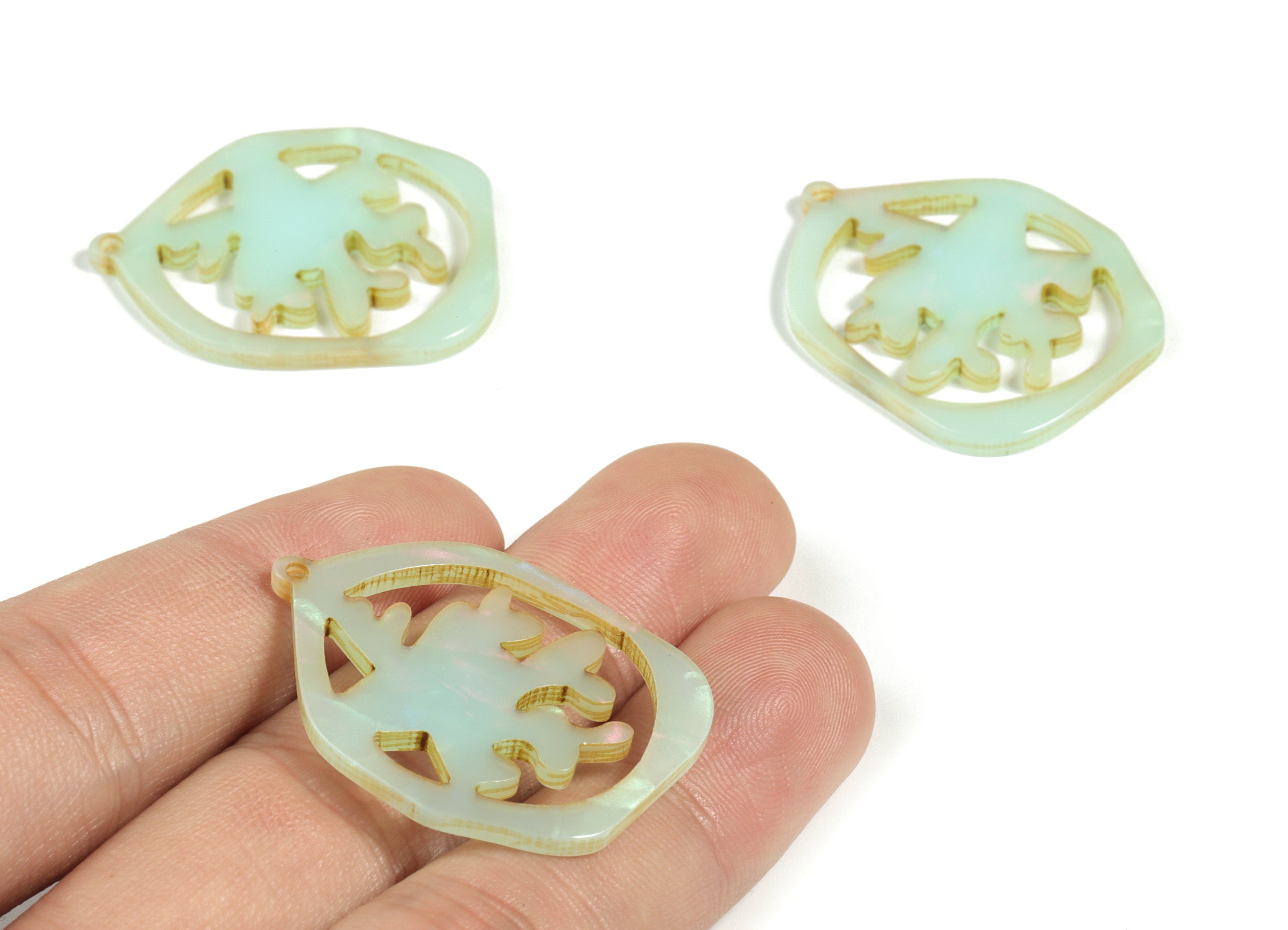 Acrylic Hexagon Tree Earring Charms - Acrylic Hexagon Tree Earrings - Jewelry Supplies - Color Code:A236 - 34.44x27.45x2.64mm - AC2190-A236 - DOMEDBAZAAR