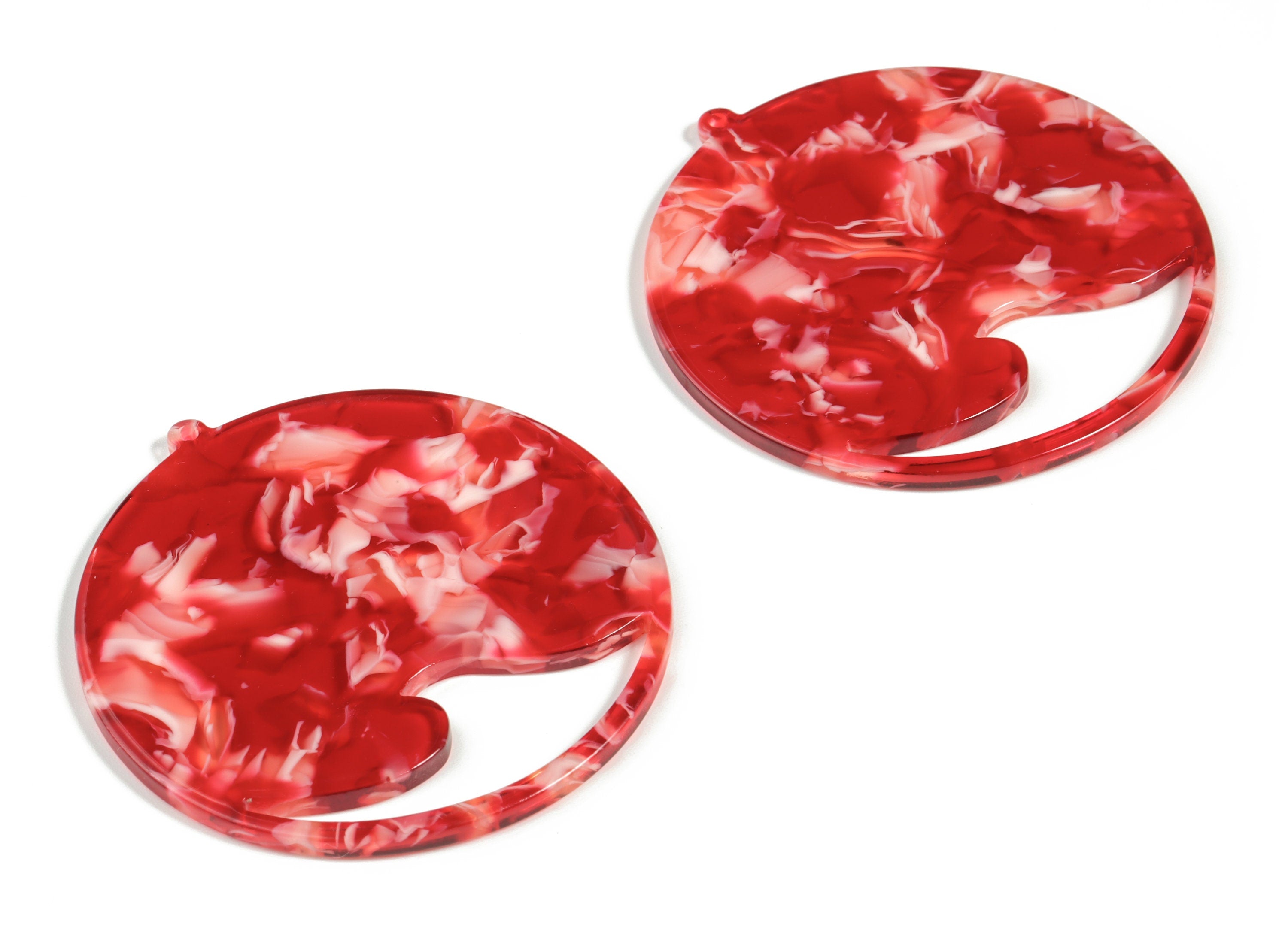 Acetate Round Wave Earring Charms - Circle Pendant - Earring Finding - Jewelry Supplies - Color Code:A29 - 53.2x50.64x2.57mm - AC2194-A29 - DOMEDBAZAAR