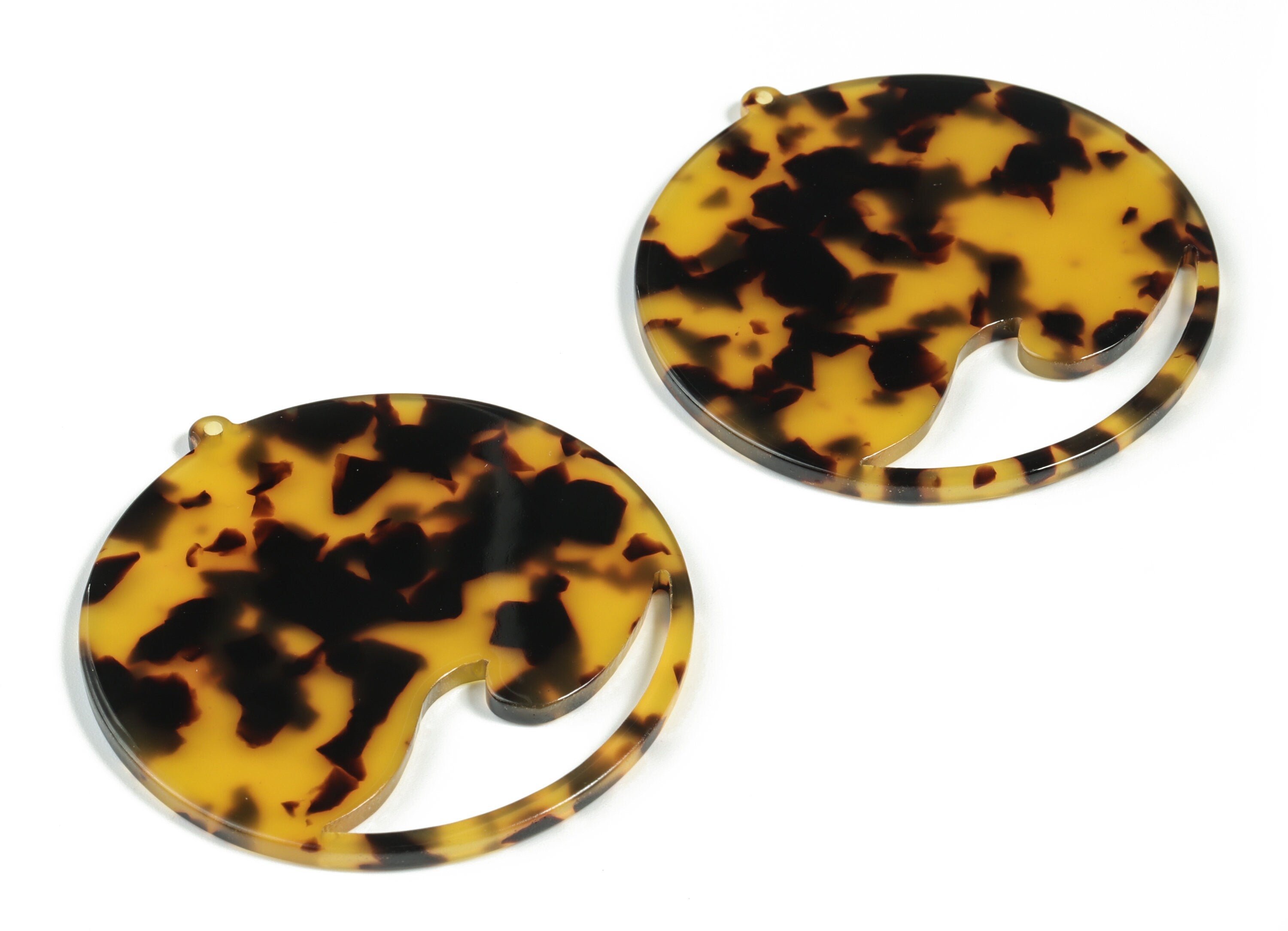 Acetate Round Wave Earring Charms - Circle Pendant - Tortoise Shell Earring - Color Code: A02 - 53.67x50.71x2.69mm - AC2194-A02 - DOMEDBAZAAR