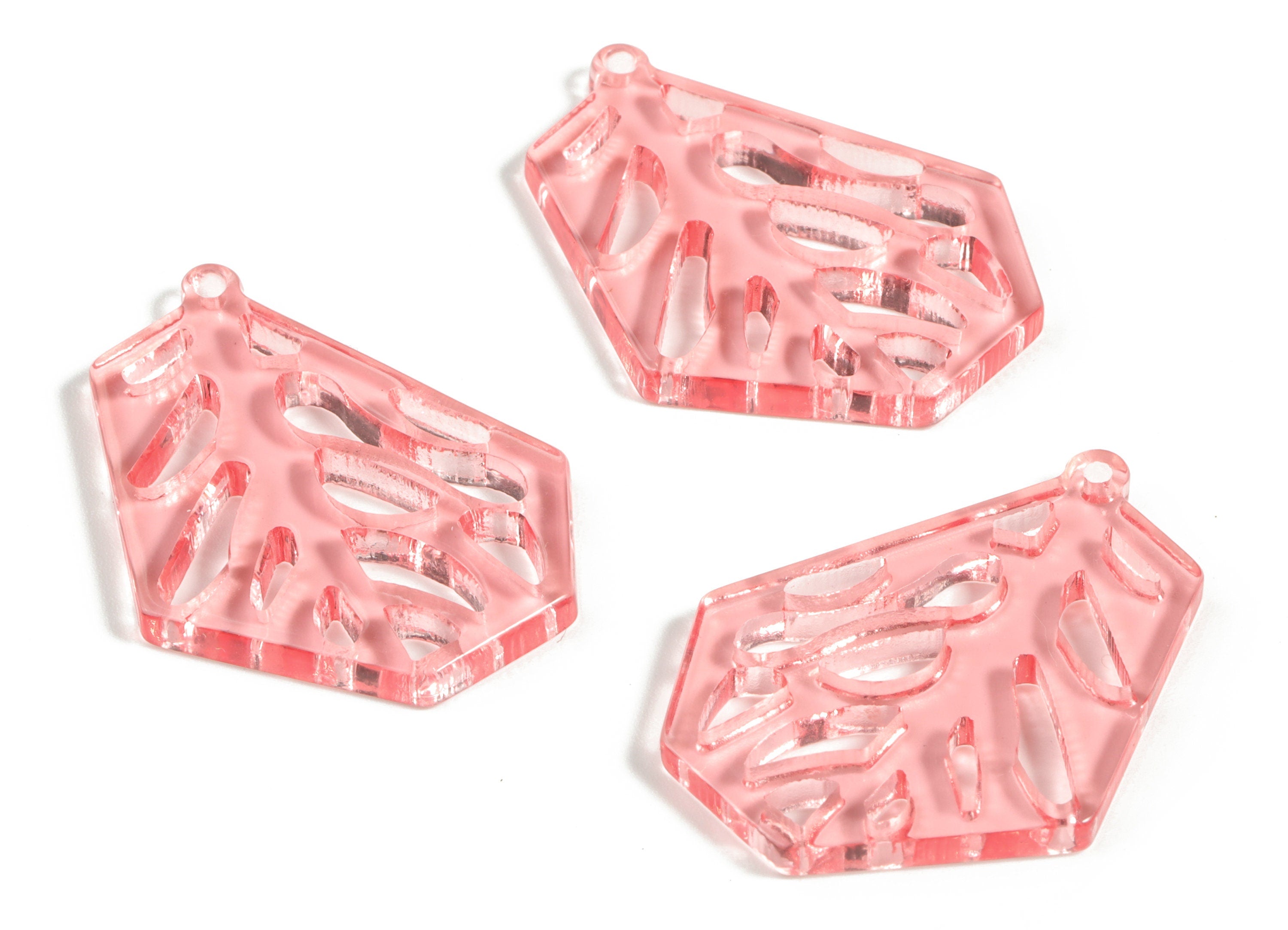 Acrylic Branches Earring Charms - Pink Acrylic Branches Pendant - Jewelry Supplies - Color Code:A69 - 35.79x27.4x2.94mm - AC2193-A69 - DOMEDBAZAAR