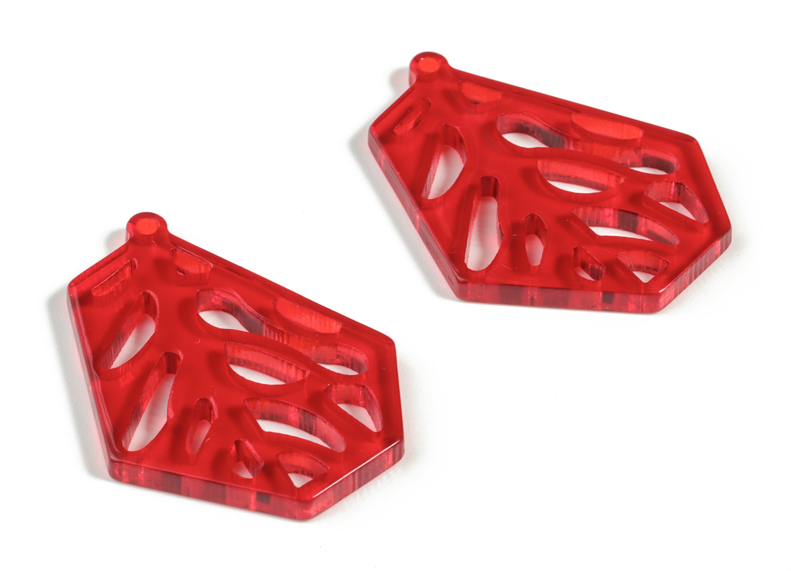 Acrylic Branches Earring Charms - Red Acrylic Branches Pendant - Jewelry Supplies - Color Code:A67 - 35.05x27.45x2.93mm - AC2193-A67 - DOMEDBAZAAR