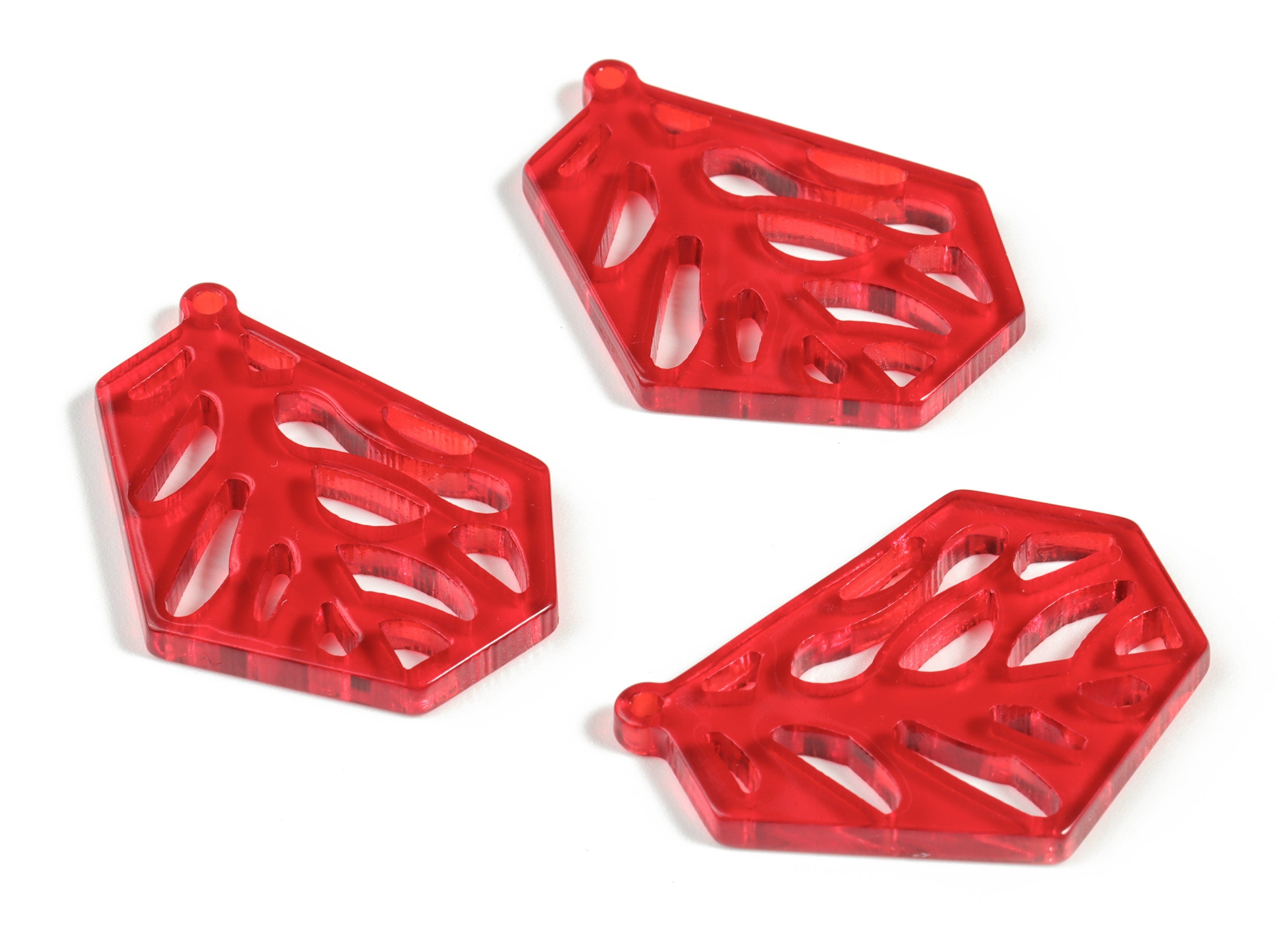 Acrylic Branches Earring Charms - Red Acrylic Branches Pendant - Jewelry Supplies - Color Code:A67 - 35.05x27.45x2.93mm - AC2193-A67 - DOMEDBAZAAR