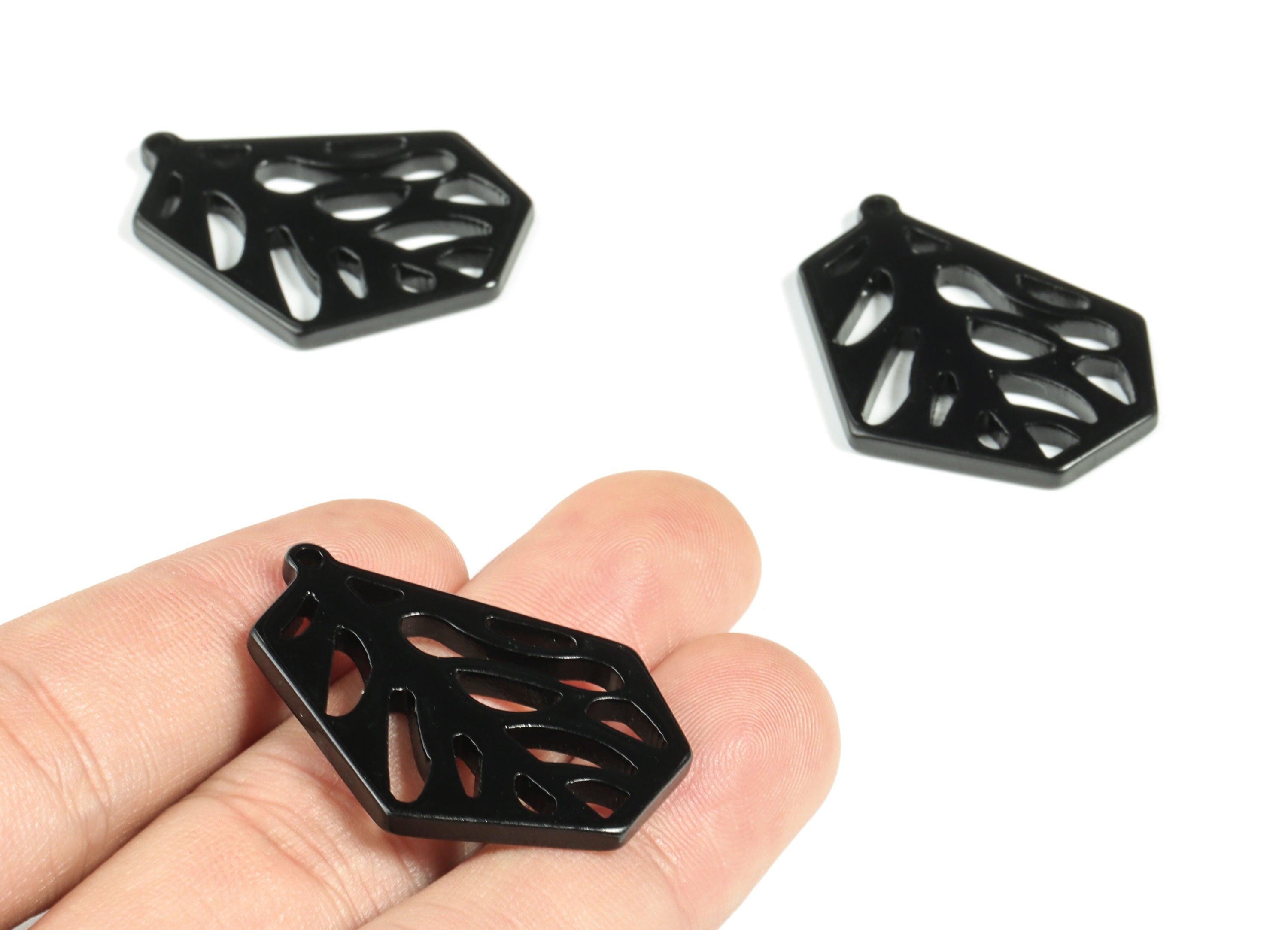 Acrylic Branches Earring Charms - Black Acrylic Branches Pendant - Jewelry Supplies - Color Code:A66 - 34.57x26.57x2.5mm - AC2193-A66 - DOMEDBAZAAR