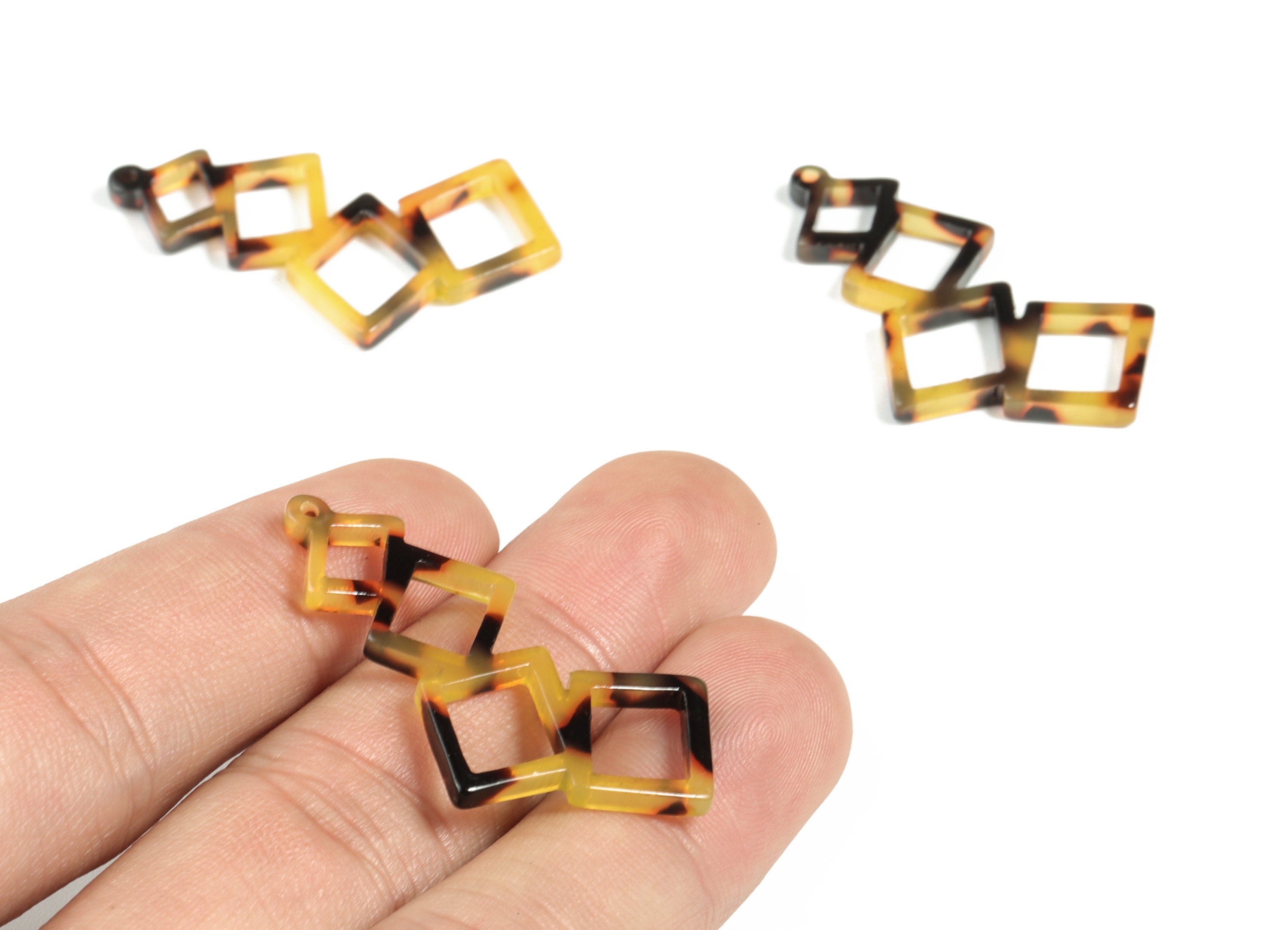 Acetate Squares Earring Charms - Acetate Squares Pendant - Tortoise Shell Earring - Color Code:A01 - 39.5x12.31x2.59mm - AC2197-A01 - DOMEDBAZAAR