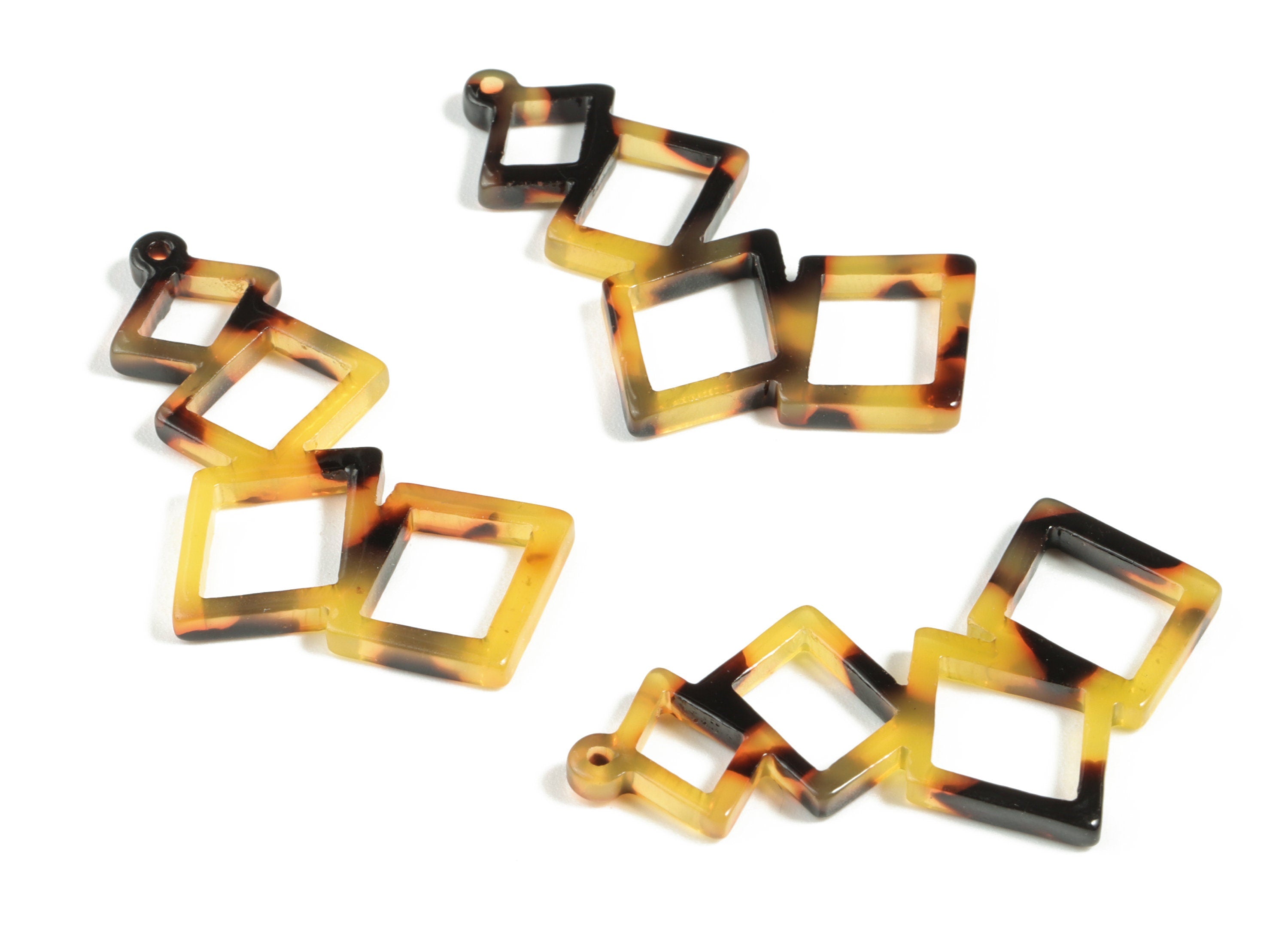 Acetate Squares Earring Charms - Acetate Squares Pendant - Tortoise Shell Earring - Color Code:A01 - 39.5x12.31x2.59mm - AC2197-A01 - DOMEDBAZAAR