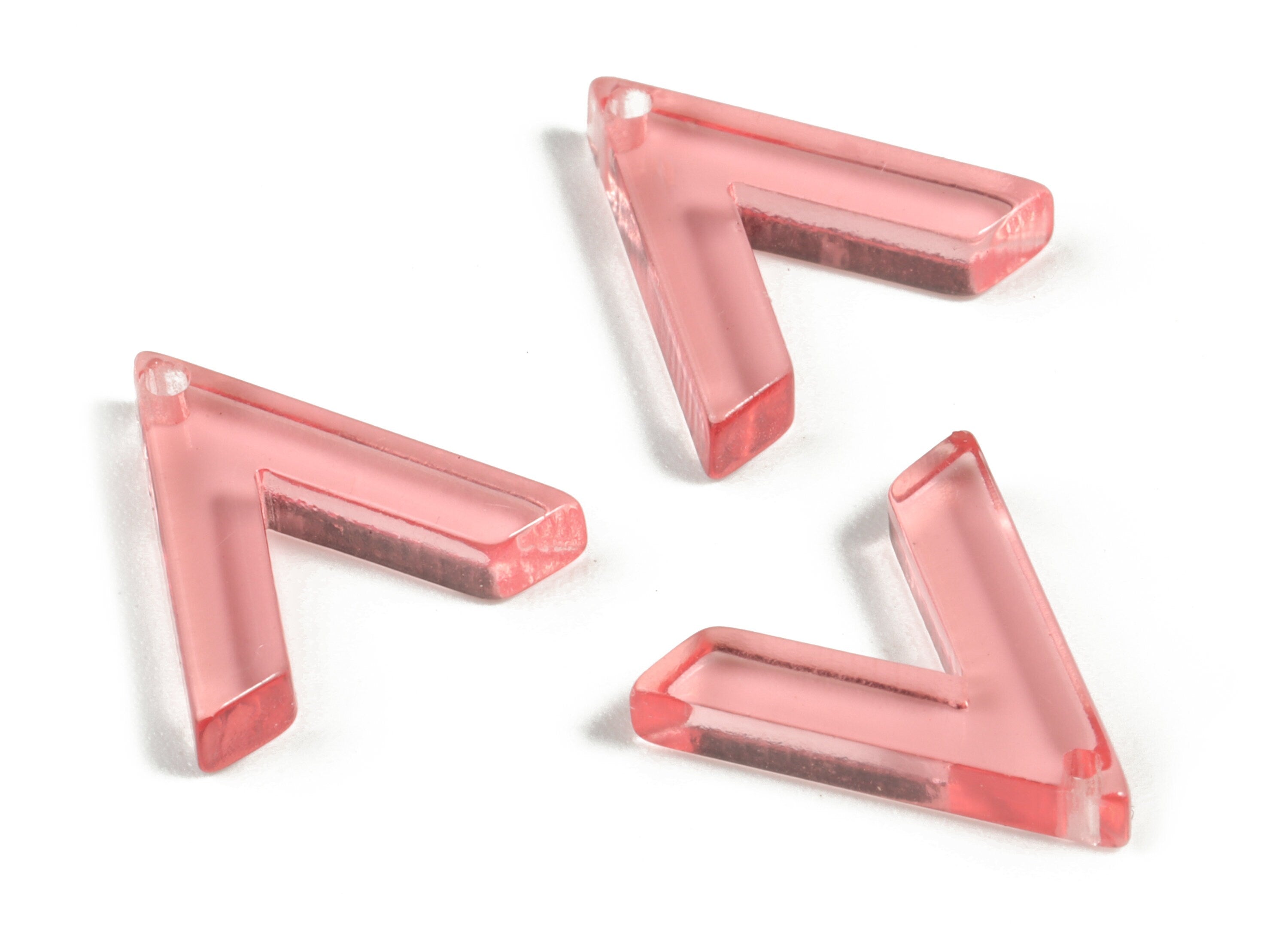 Acrylic Triangle Earring Charms - Acrylic Pink Triangle Pendant - Jewelry Supplies - Color Code:A465 - 13.95x14.8x2.73mm - AC2178-A465 - DOMEDBAZAAR