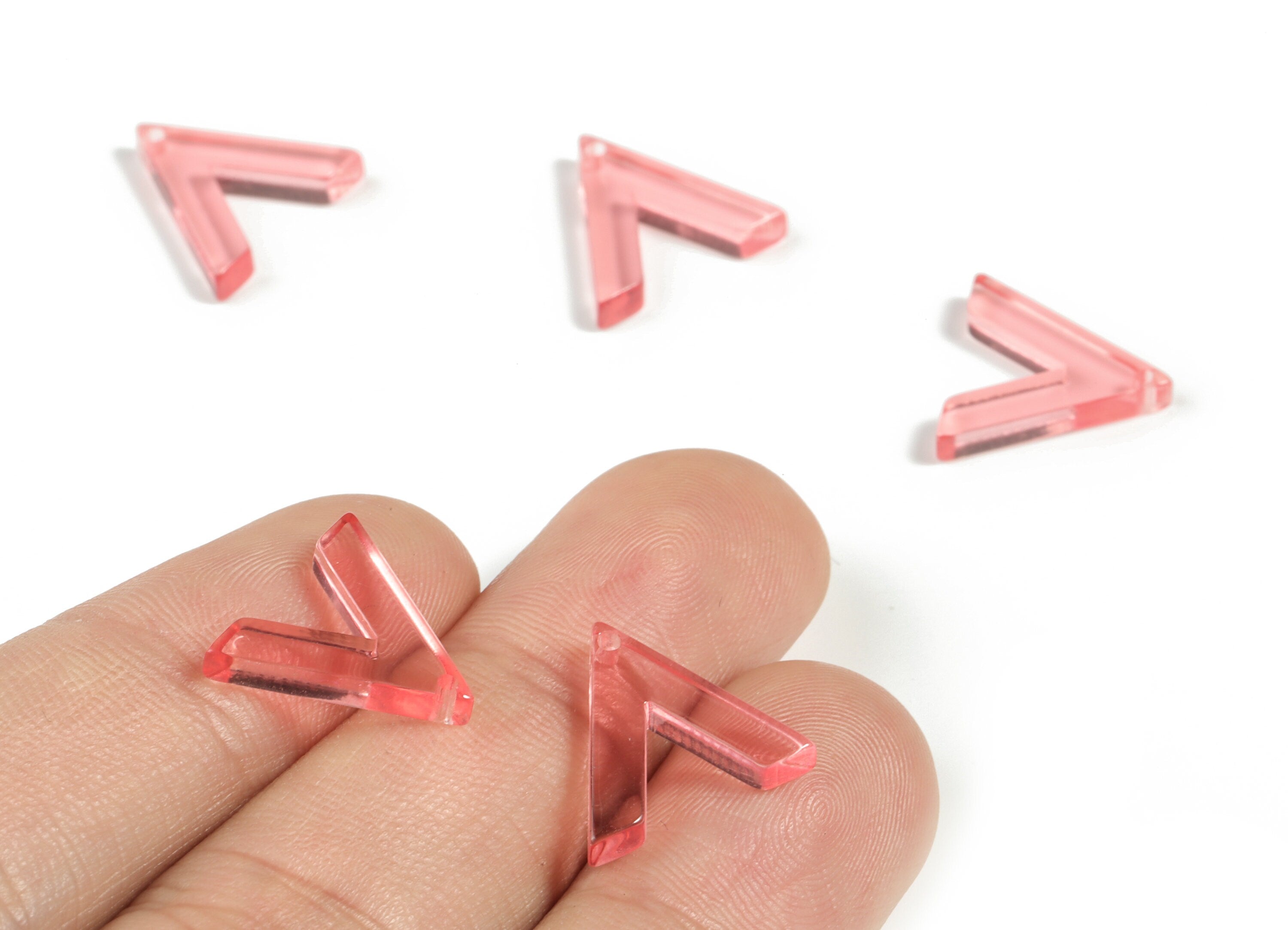 Acrylic Triangle Earring Charms - Acrylic Pink Triangle Pendant - Jewelry Supplies - Color Code:A465 - 13.95x14.8x2.73mm - AC2178-A465 - DOMEDBAZAAR