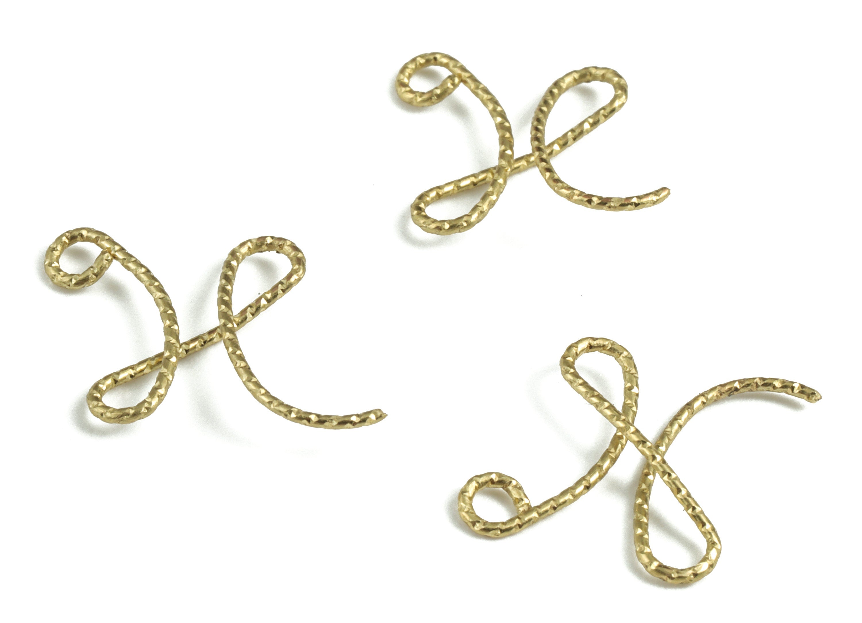 Brass X letter Pendant - Raw Brass Wave Letter X Charms - Brass Wire - Jewelry Making Supplies - 11.97x11.37x0.6mm - PP3639X - DOMEDBAZAAR