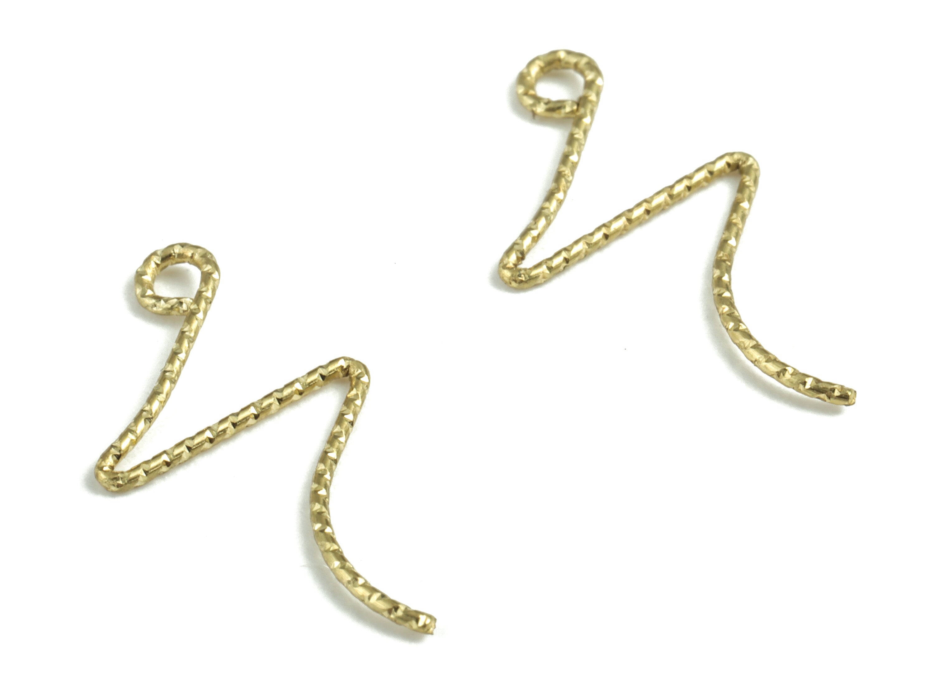 Brass N letter Pendant - Raw Brass Wave Letter N Charms - Brass Wire - Jewelry Making Supplies - 14.78x10.06x0.64mm - PP3639N - DOMEDBAZAAR
