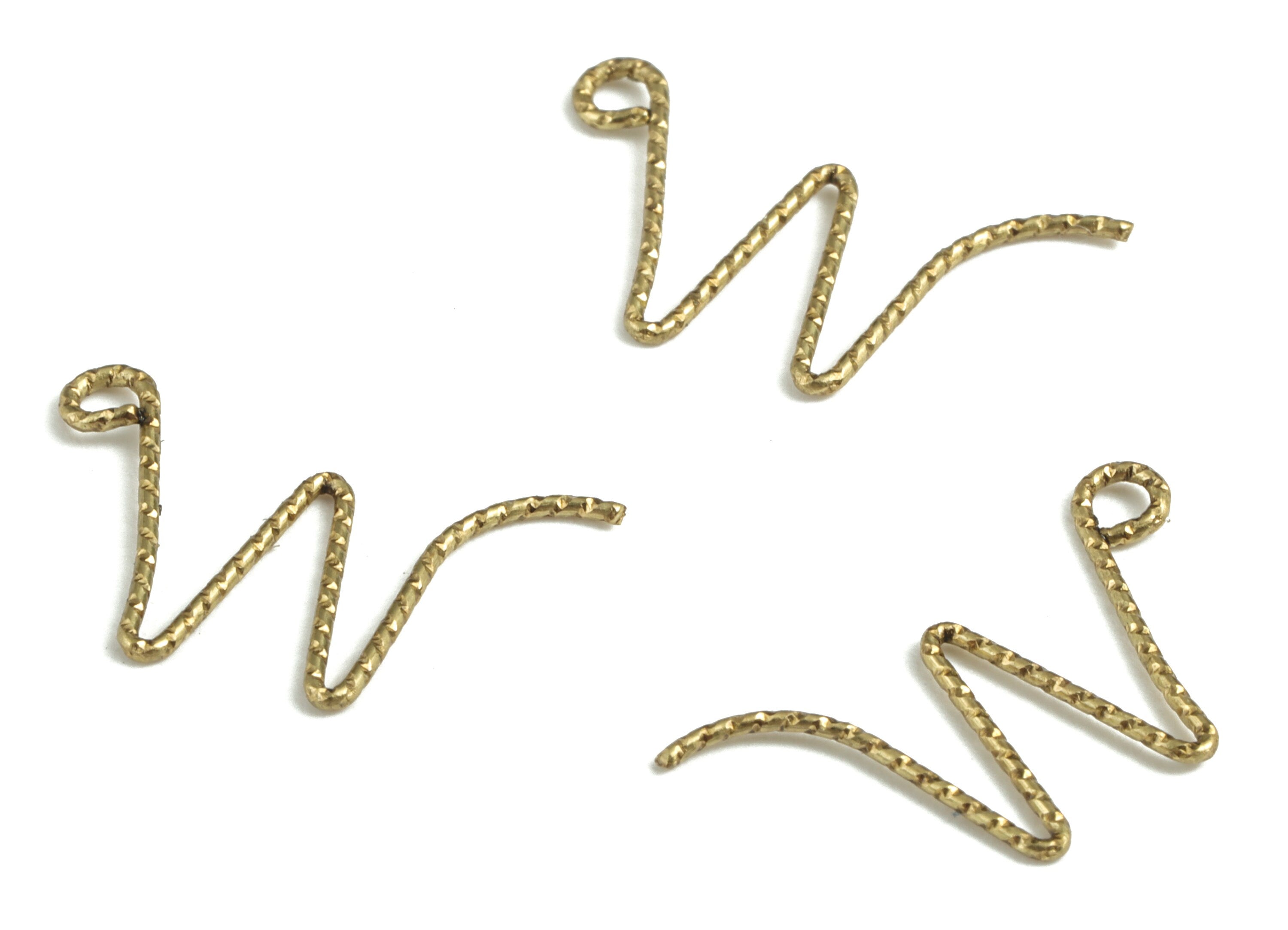 Brass M letter Pendant - Raw Brass Wave Letter M Charms - Brass Wire - Jewelry Making Supplies - 19.5x10.42x0.64mm - PP3639M - DOMEDBAZAAR